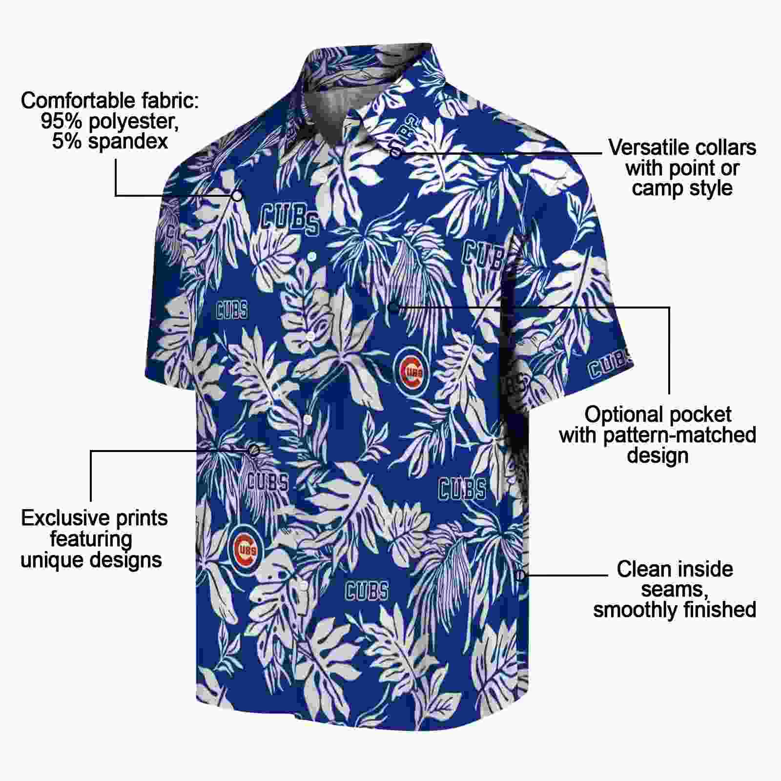 chicago cubs tropical leaf blue white hawaiian shirt new arrival