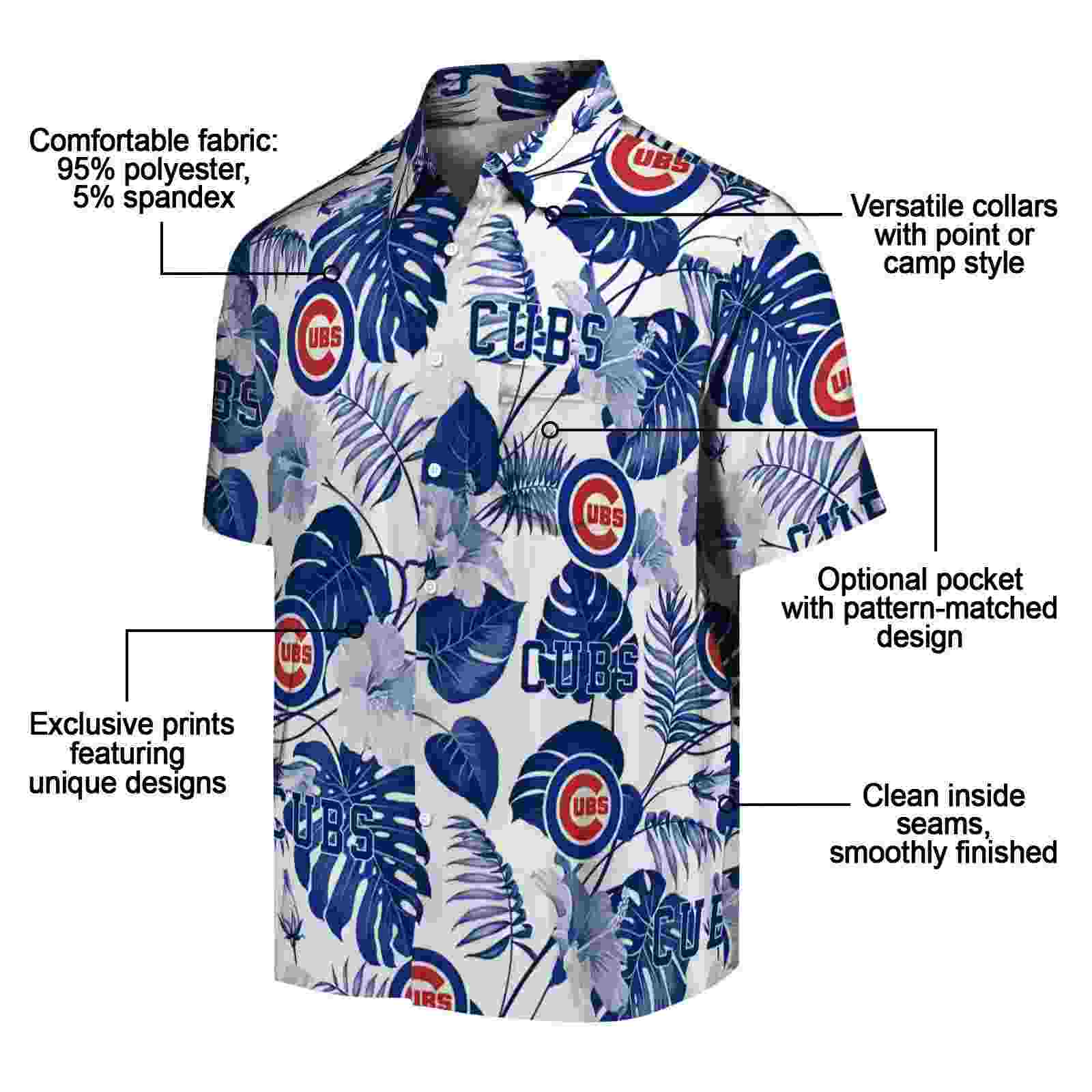 chicago cubs tropical plants blue white hawaiian shirt new arrival