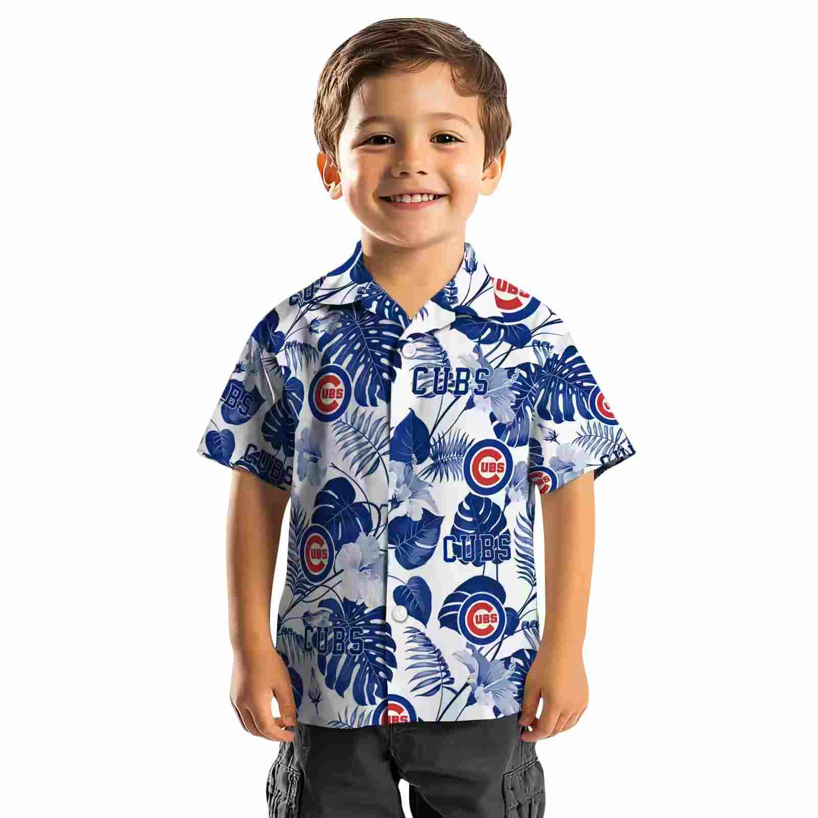 chicago cubs tropical plants blue white hawaiian shirt top rated