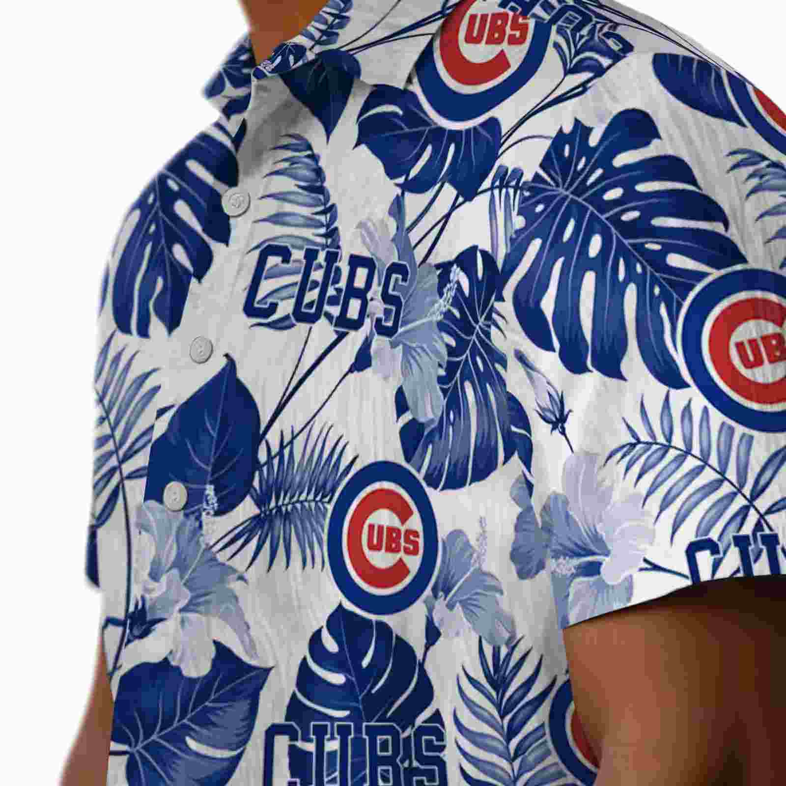 chicago cubs tropical plants blue white hawaiian shirt trendy