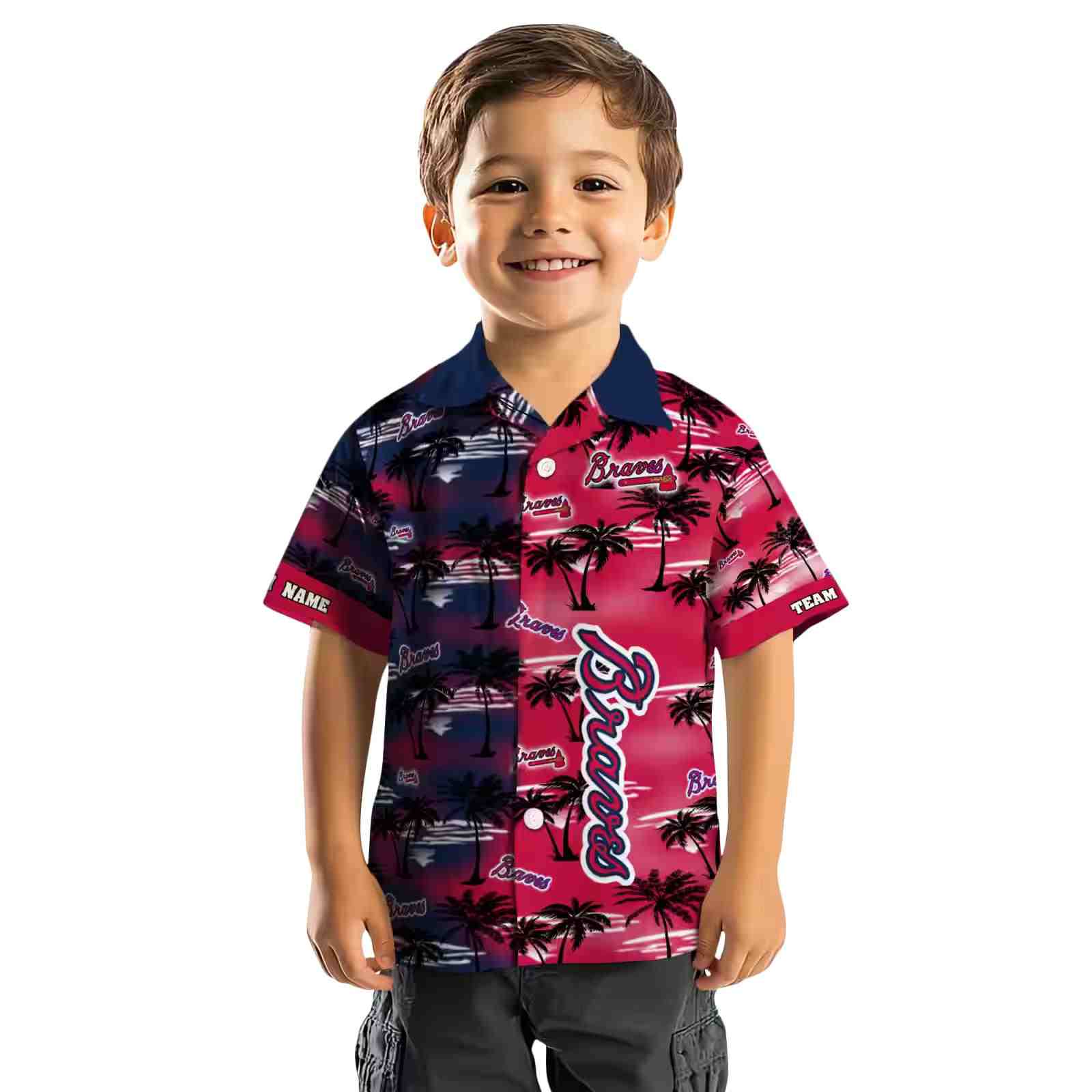 custom atlanta braves palm silhouettes navy hawaiian shirt top rated