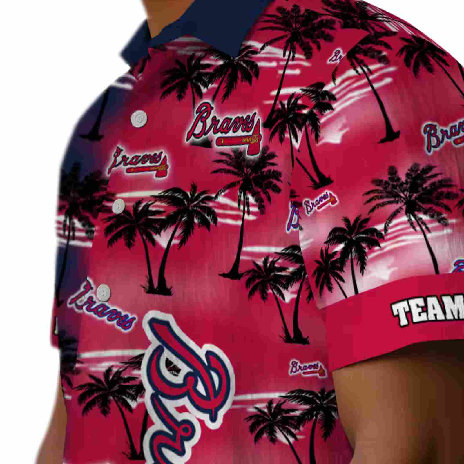 custom atlanta braves palm silhouettes navy hawaiian shirt trendy