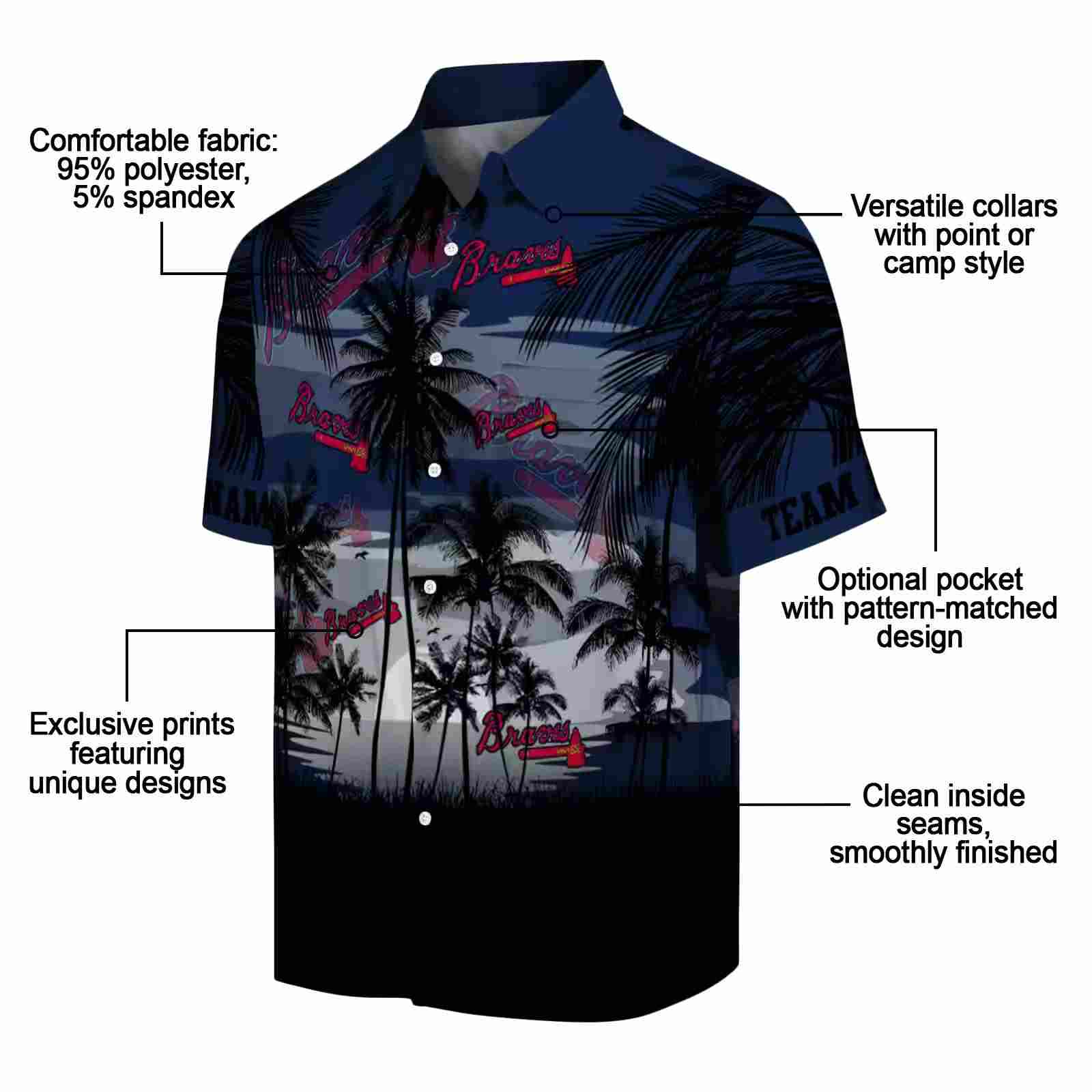 custom atlanta braves sunset scene navy black hawaiian shirt new arrival