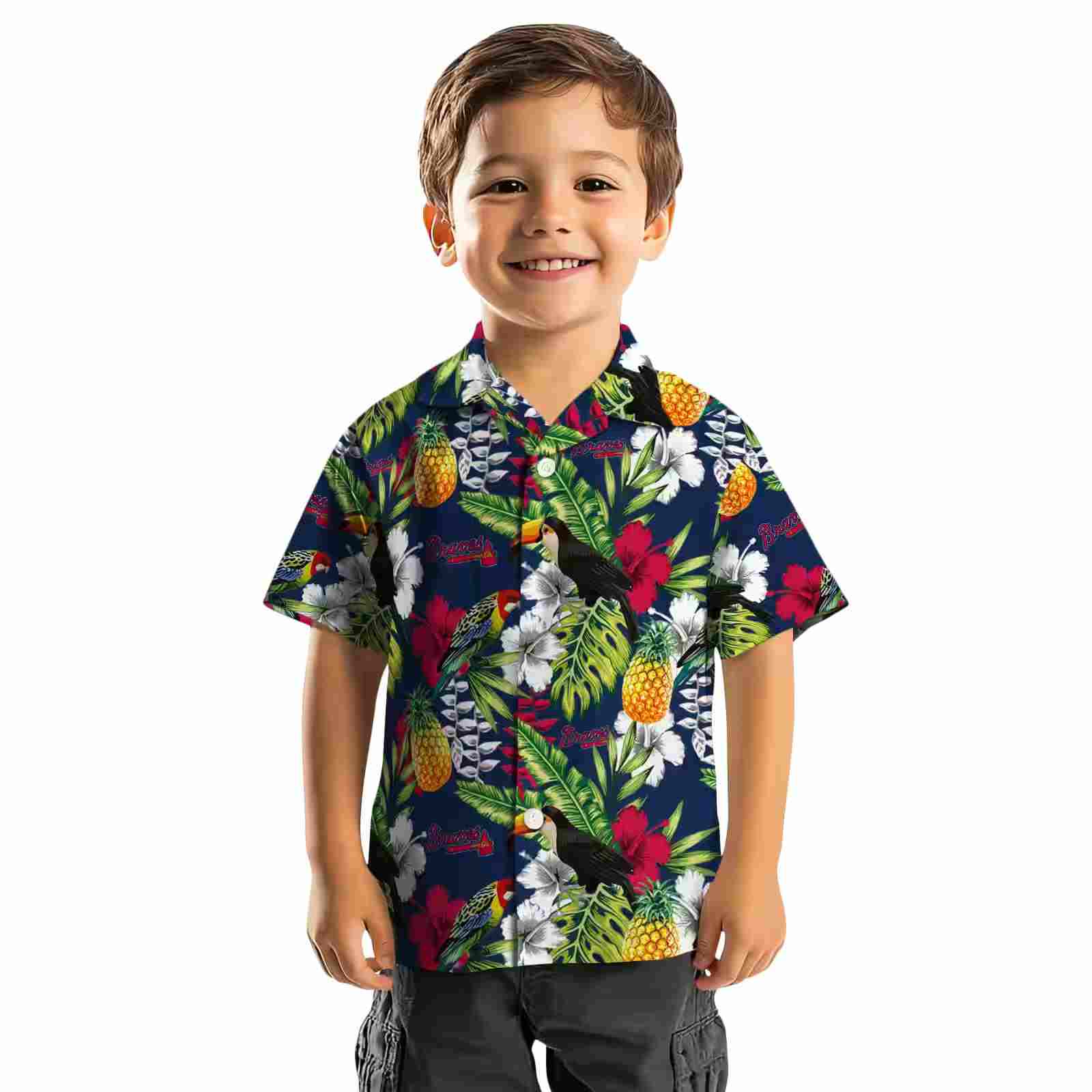 custom atlanta braves tropical toucan navy green hawaiian shirt top rated