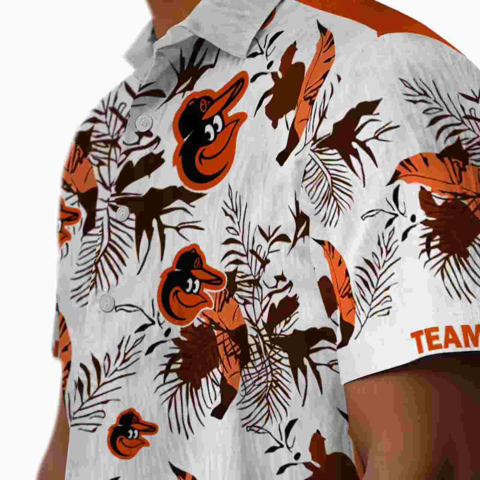 custom baltimore orioles botanical theme orange white hawaiian shirt trendy