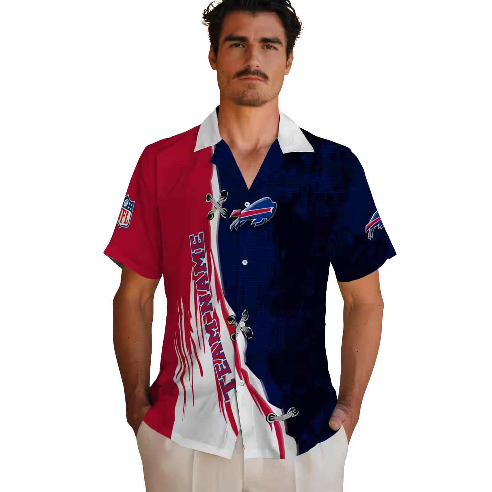 custom buffalo bills edgy streaks blue white hawaiian shirt fashion forward