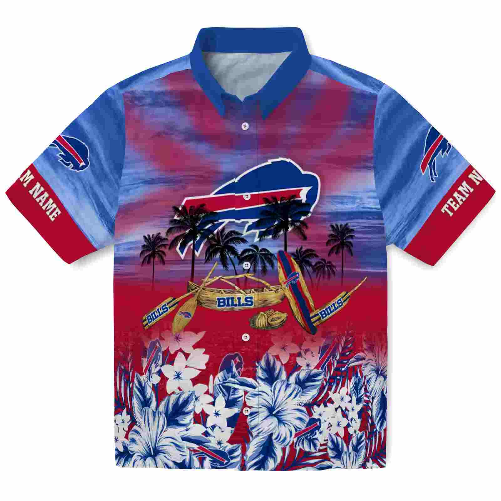 Custom Buffalo Bills Tropical Canoe Blue Hawaiian Shirt