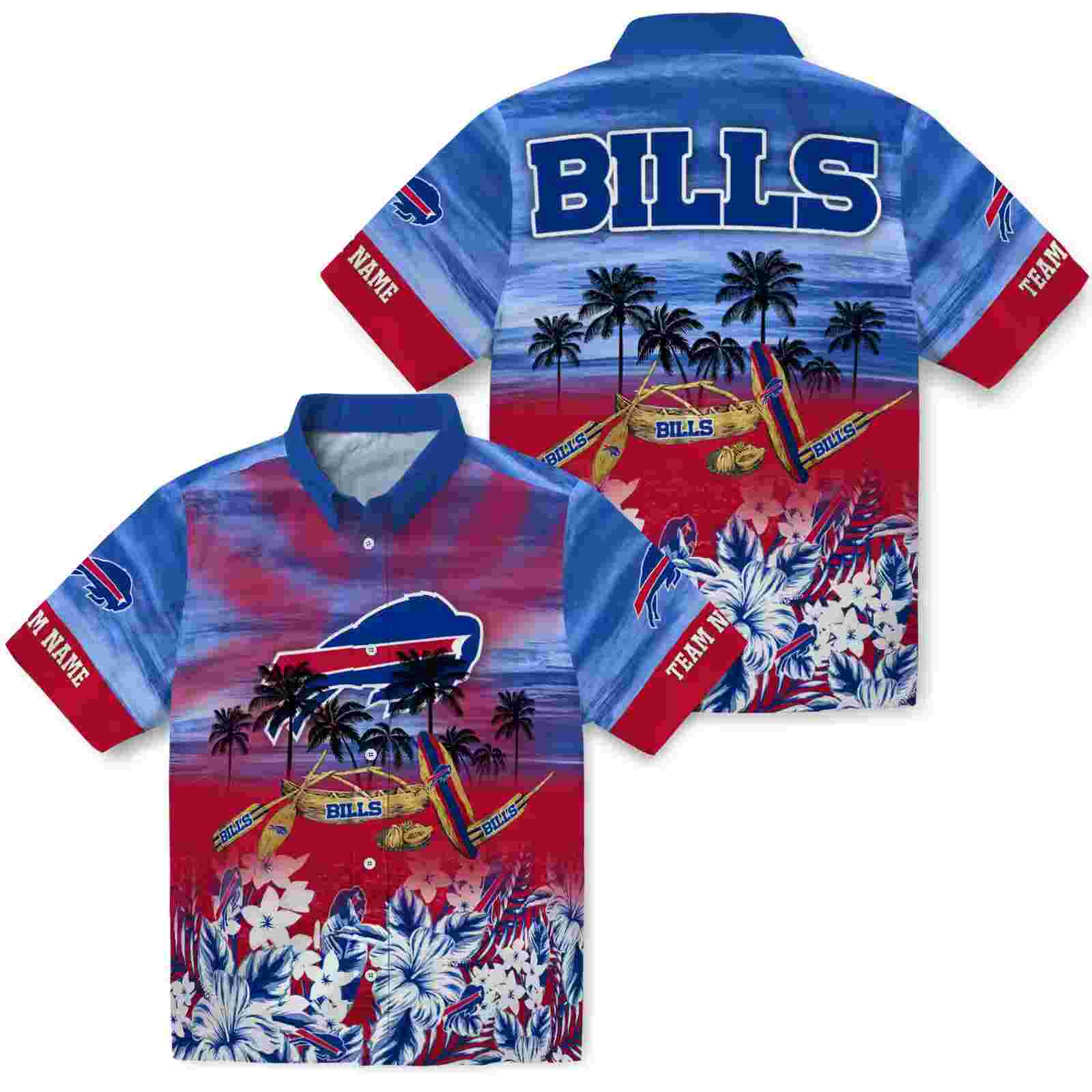 custom buffalo bills tropical canoe blue hawaiian shirt high quality