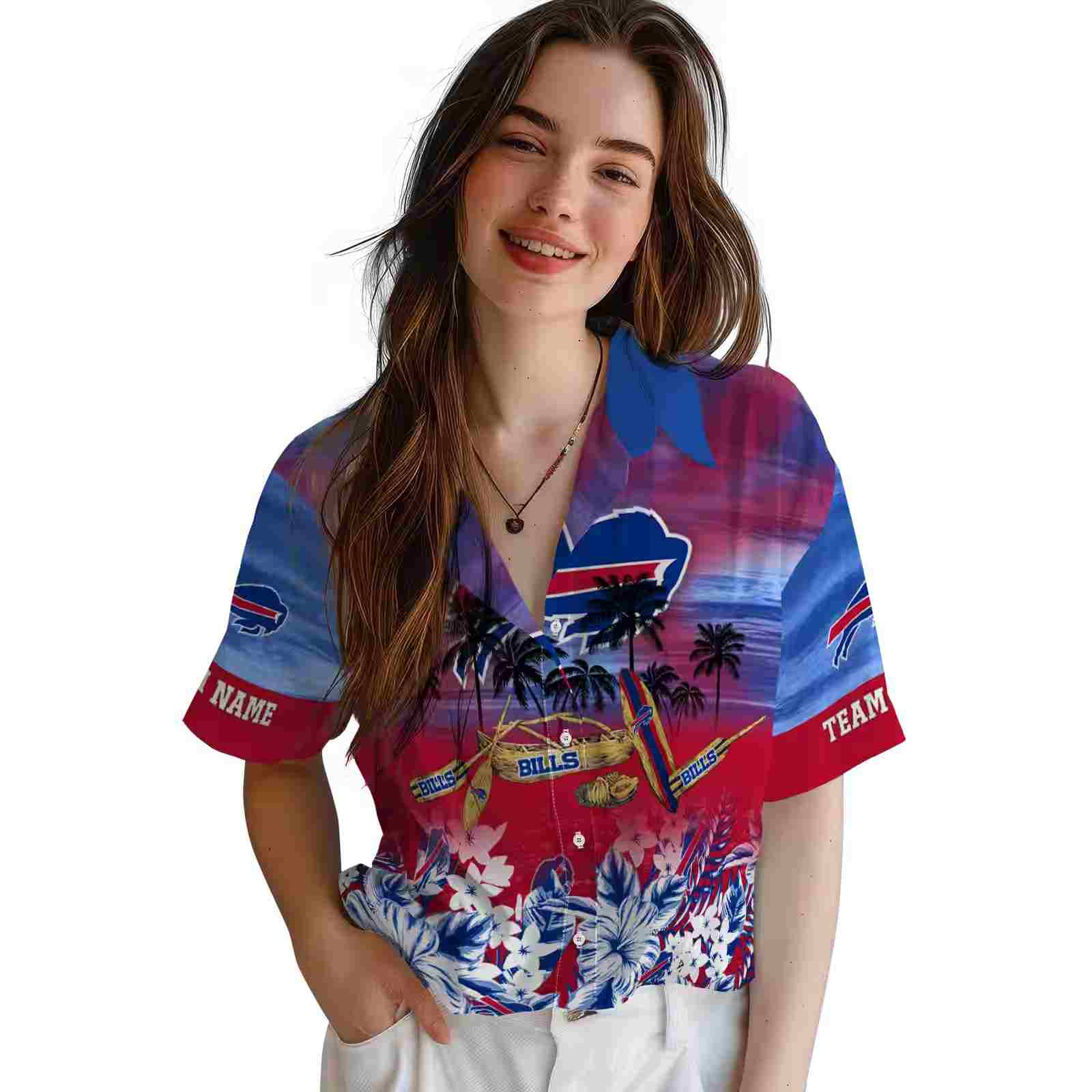 custom buffalo bills tropical canoe blue hawaiian shirt latest model