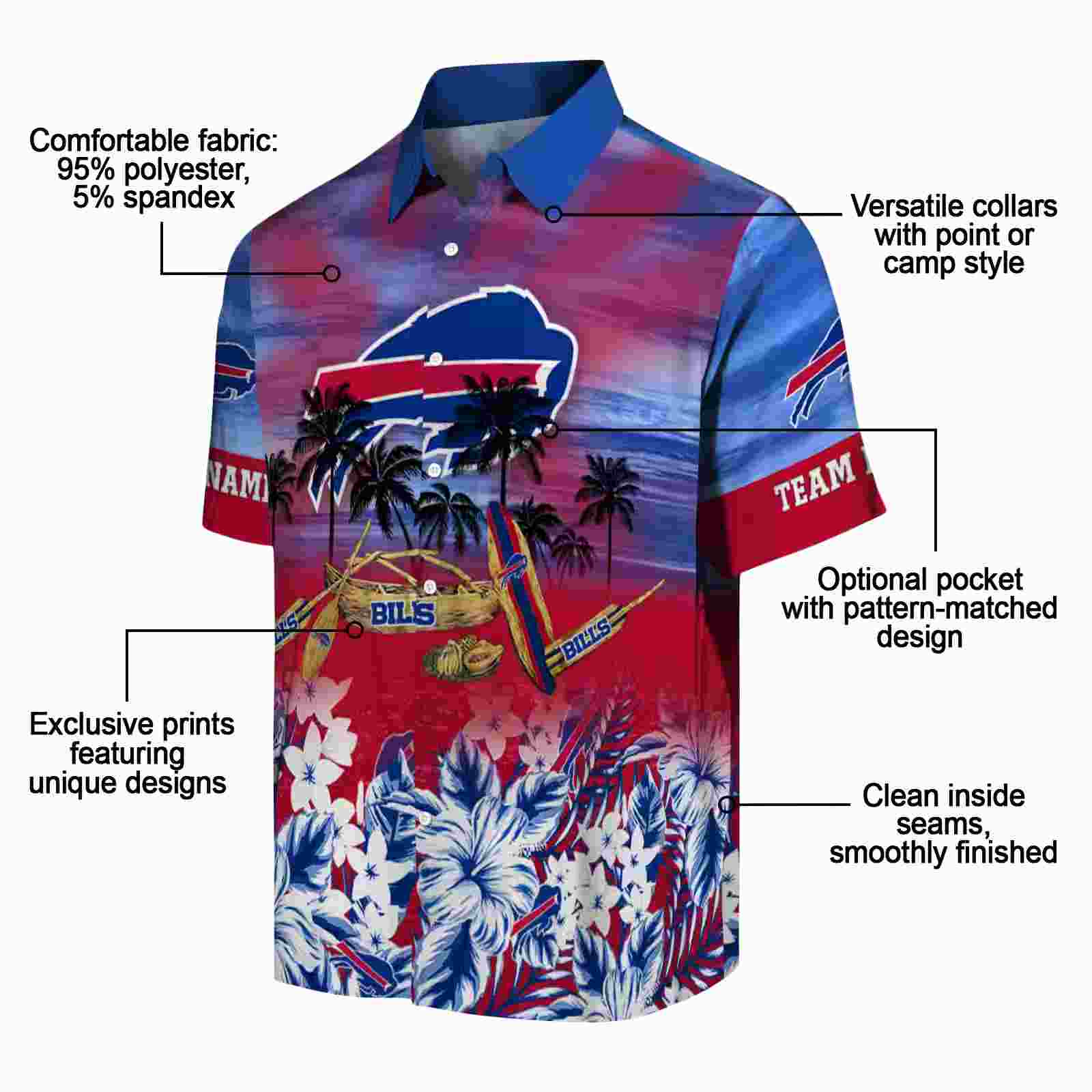 custom buffalo bills tropical canoe blue hawaiian shirt new arrival