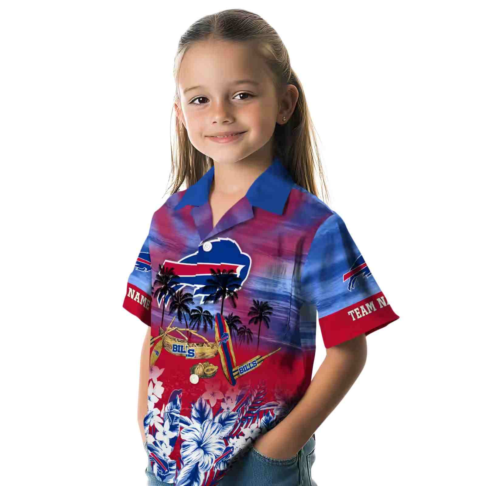 custom buffalo bills tropical canoe blue hawaiian shirt premium grade