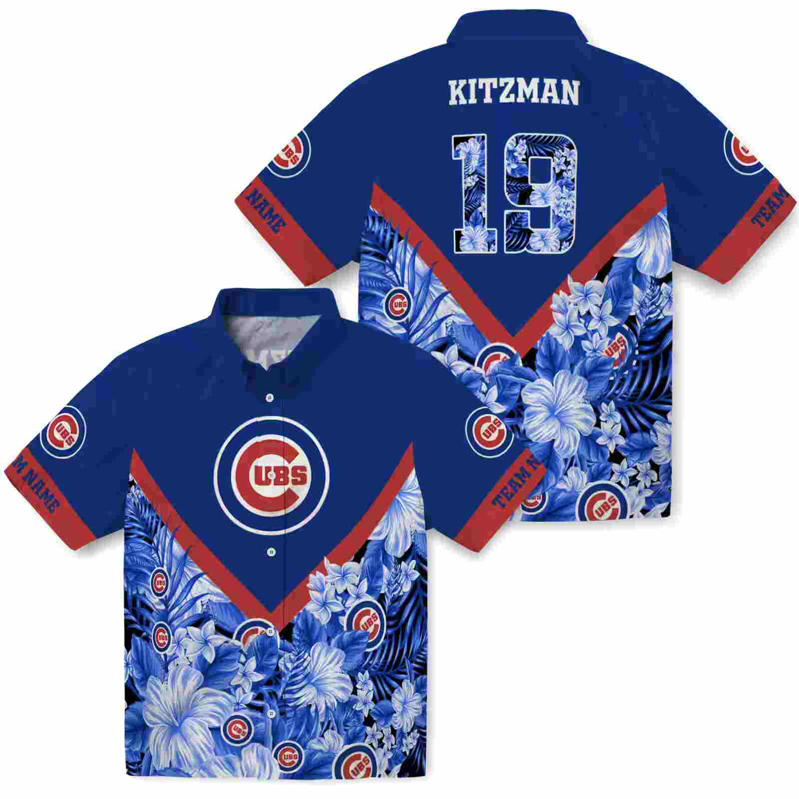 custom chicago cubs floral chevron blue hawaiian shirt high quality