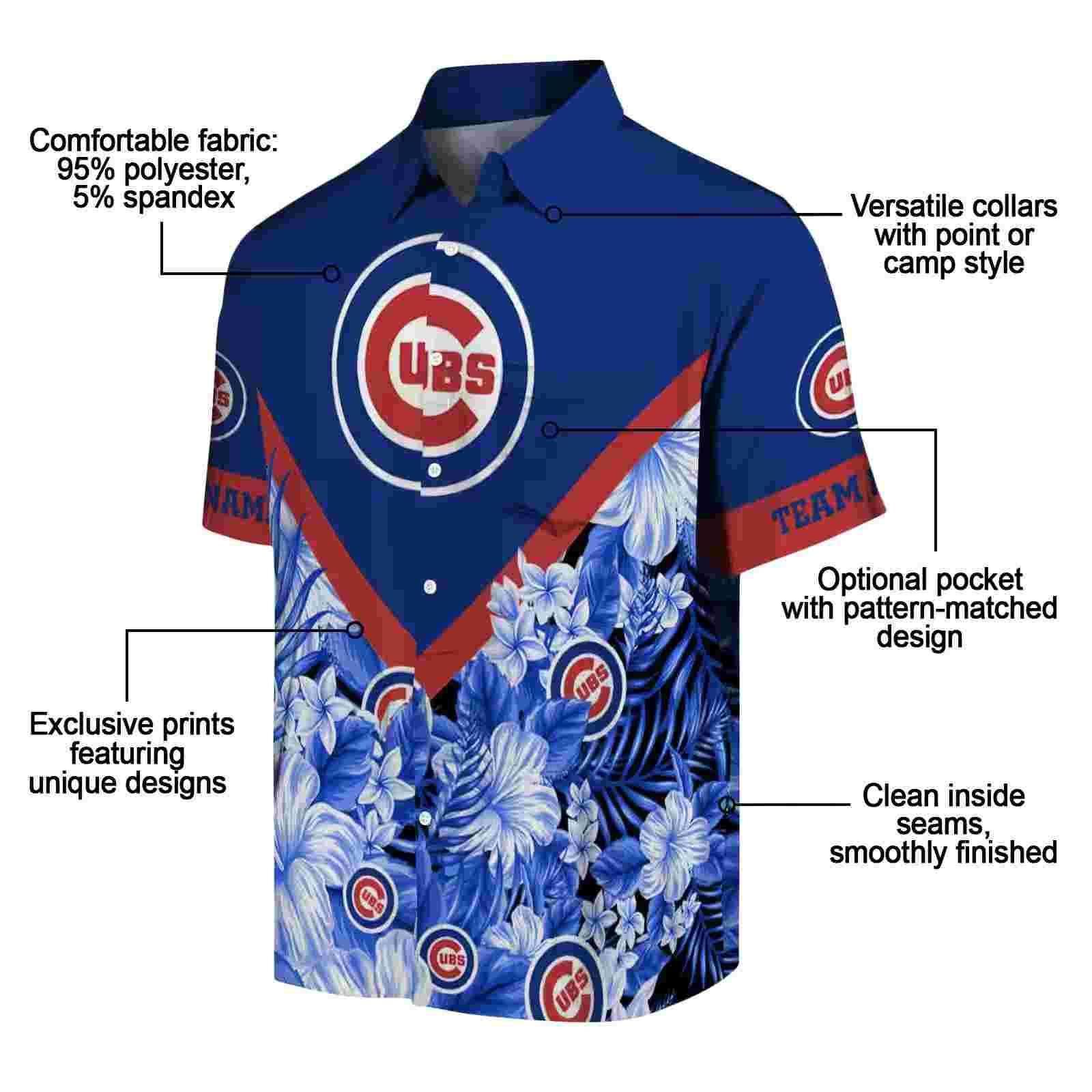 custom chicago cubs floral chevron blue hawaiian shirt new arrival