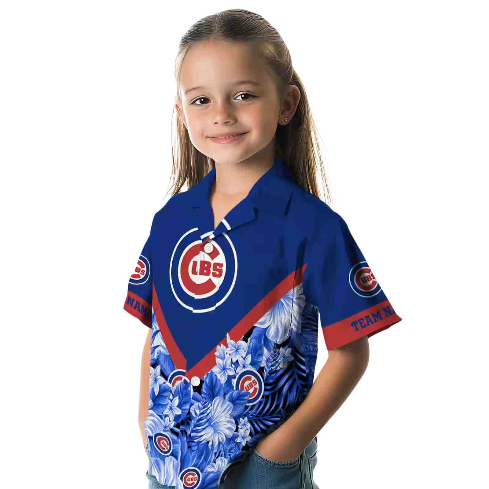 custom chicago cubs floral chevron blue hawaiian shirt premium grade