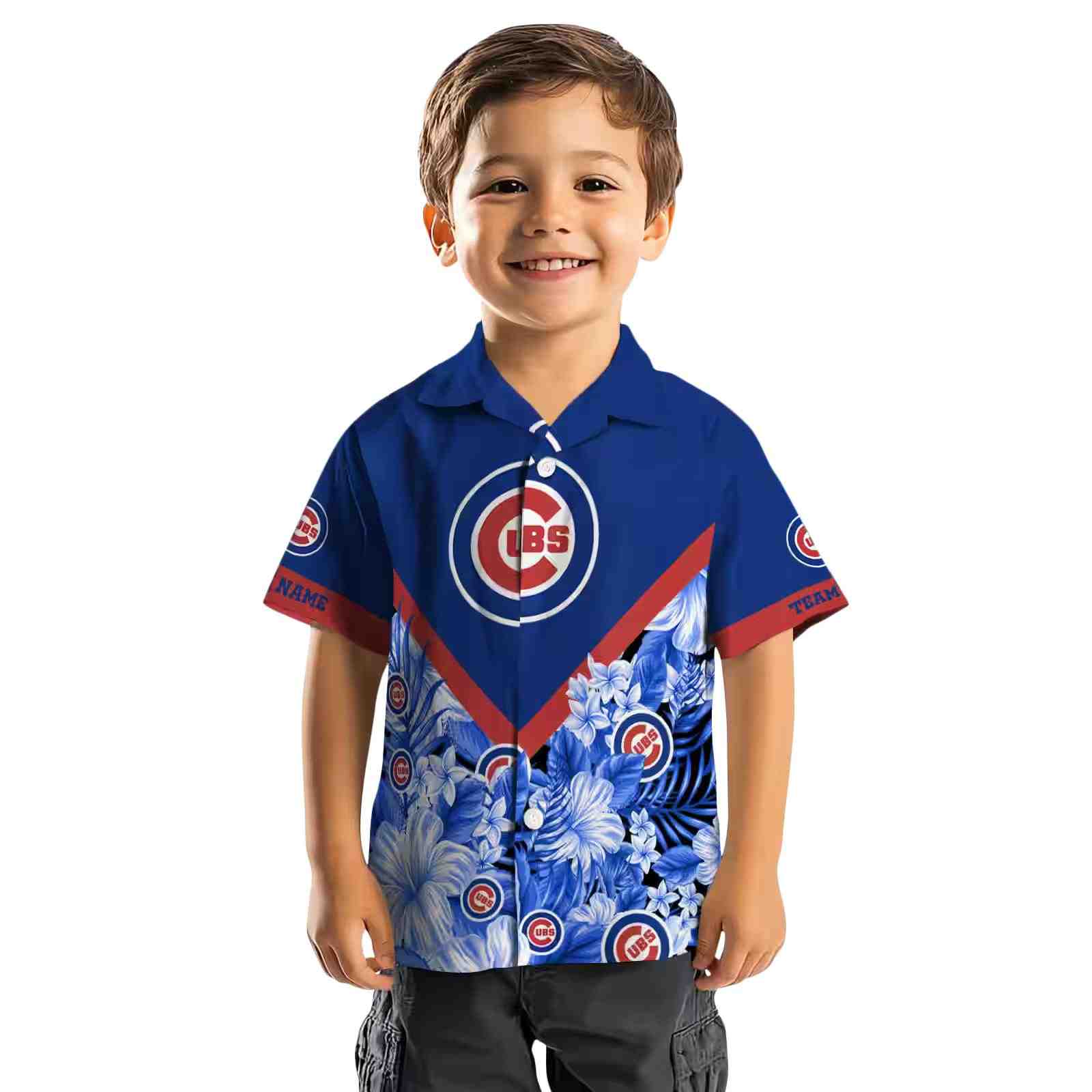 custom chicago cubs floral chevron blue hawaiian shirt top rated