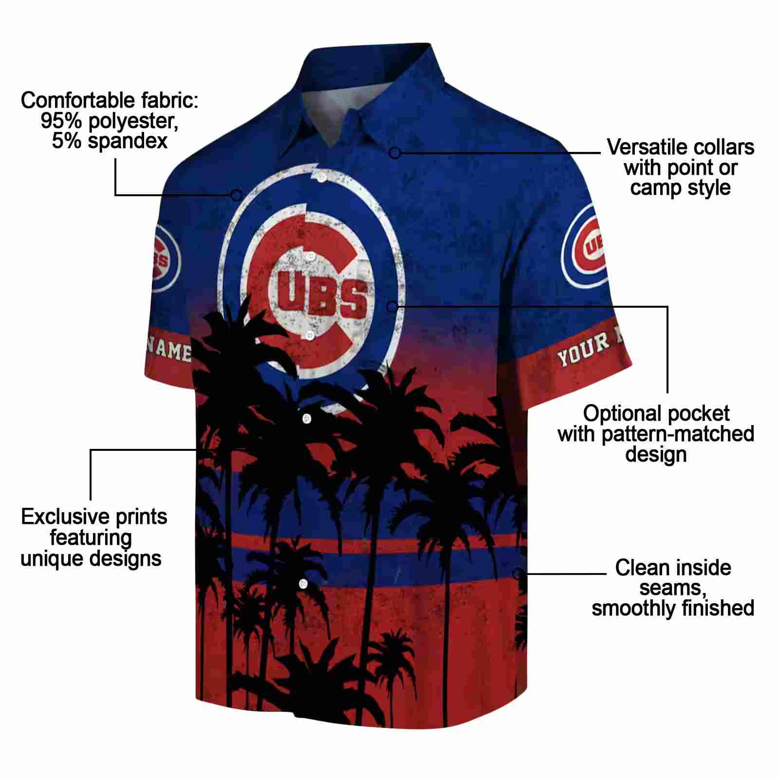 custom chicago cubs sunset pattern blue black hawaiian shirt new arrival