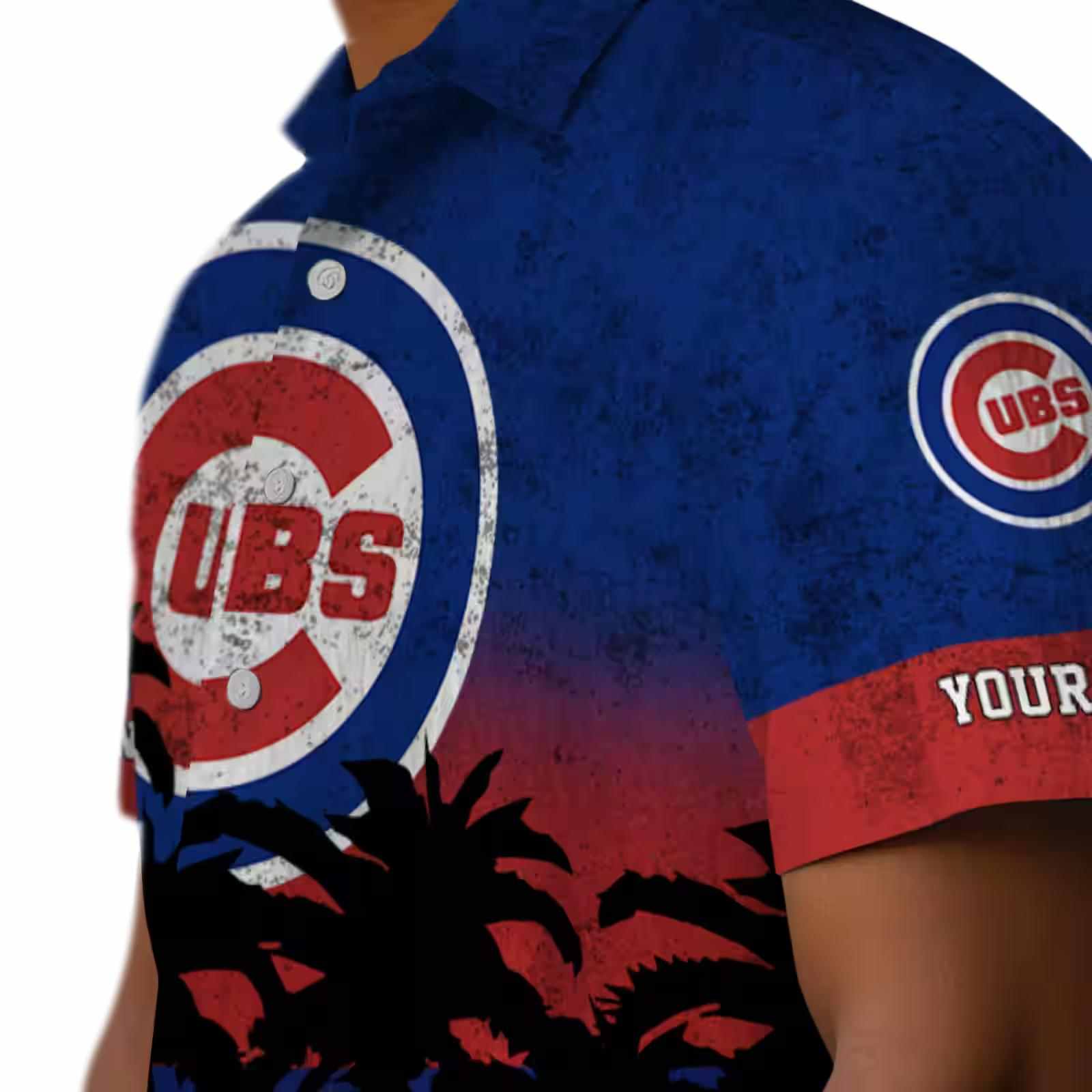 custom chicago cubs sunset pattern blue black hawaiian shirt trendy