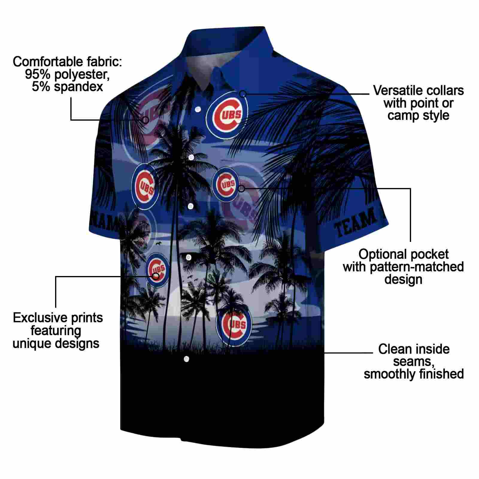 custom chicago cubs sunset scene blue black hawaiian shirt new arrival