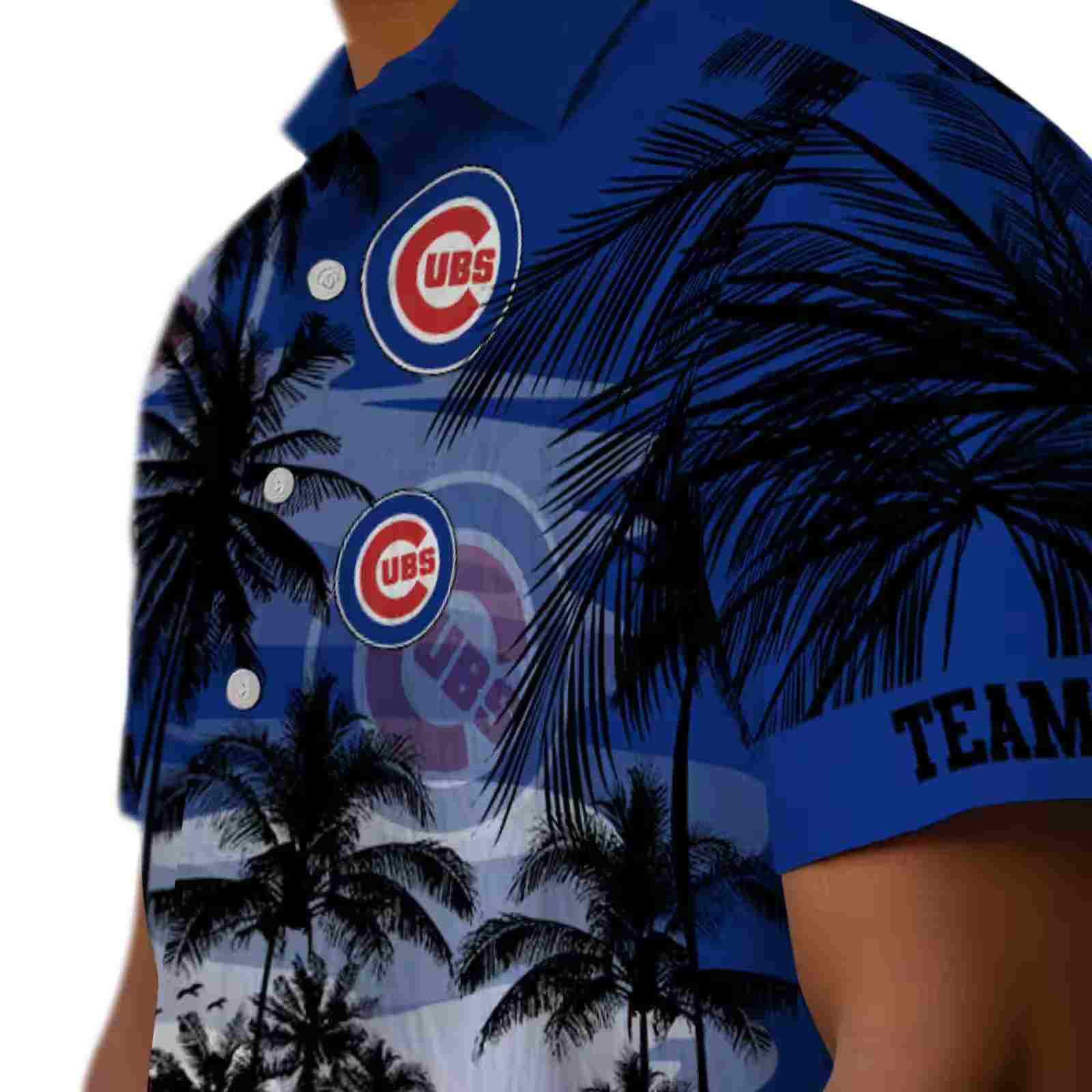 custom chicago cubs sunset scene blue black hawaiian shirt trendy