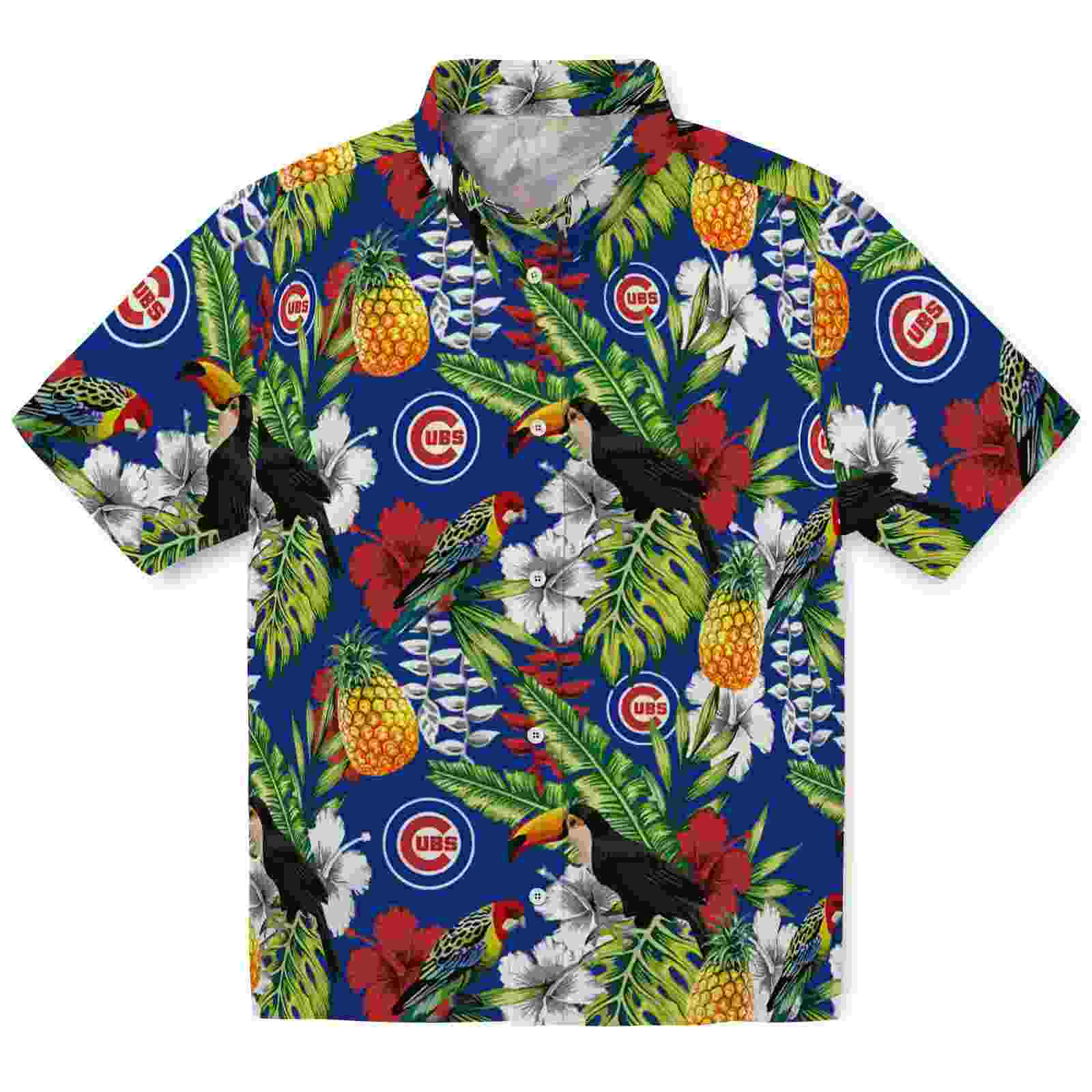 Custom Chicago Cubs Tropical Toucan Blue Green Hawaiian Shirt