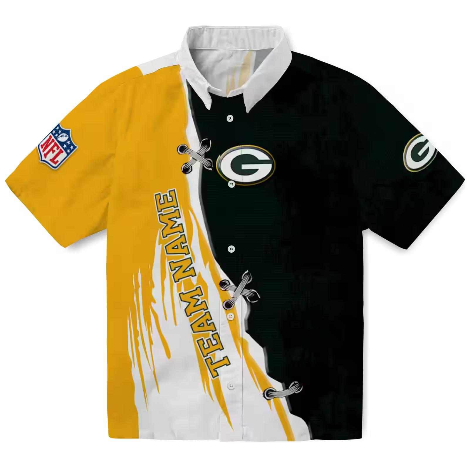 Custom Green Bay Packers Edgy Streaks Green White Hawaiian Shirt