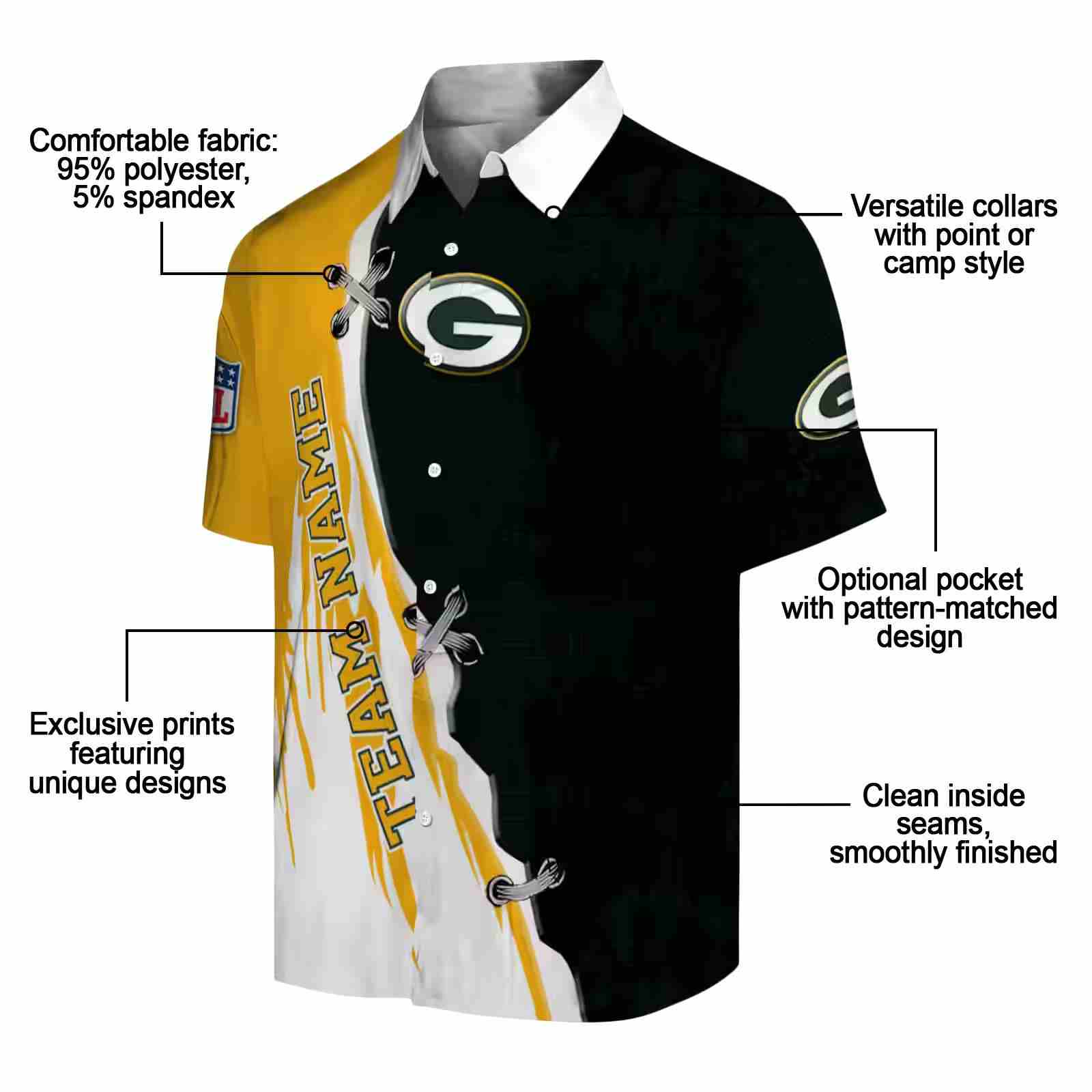 custom green bay packers edgy streaks green white hawaiian shirt new arrival