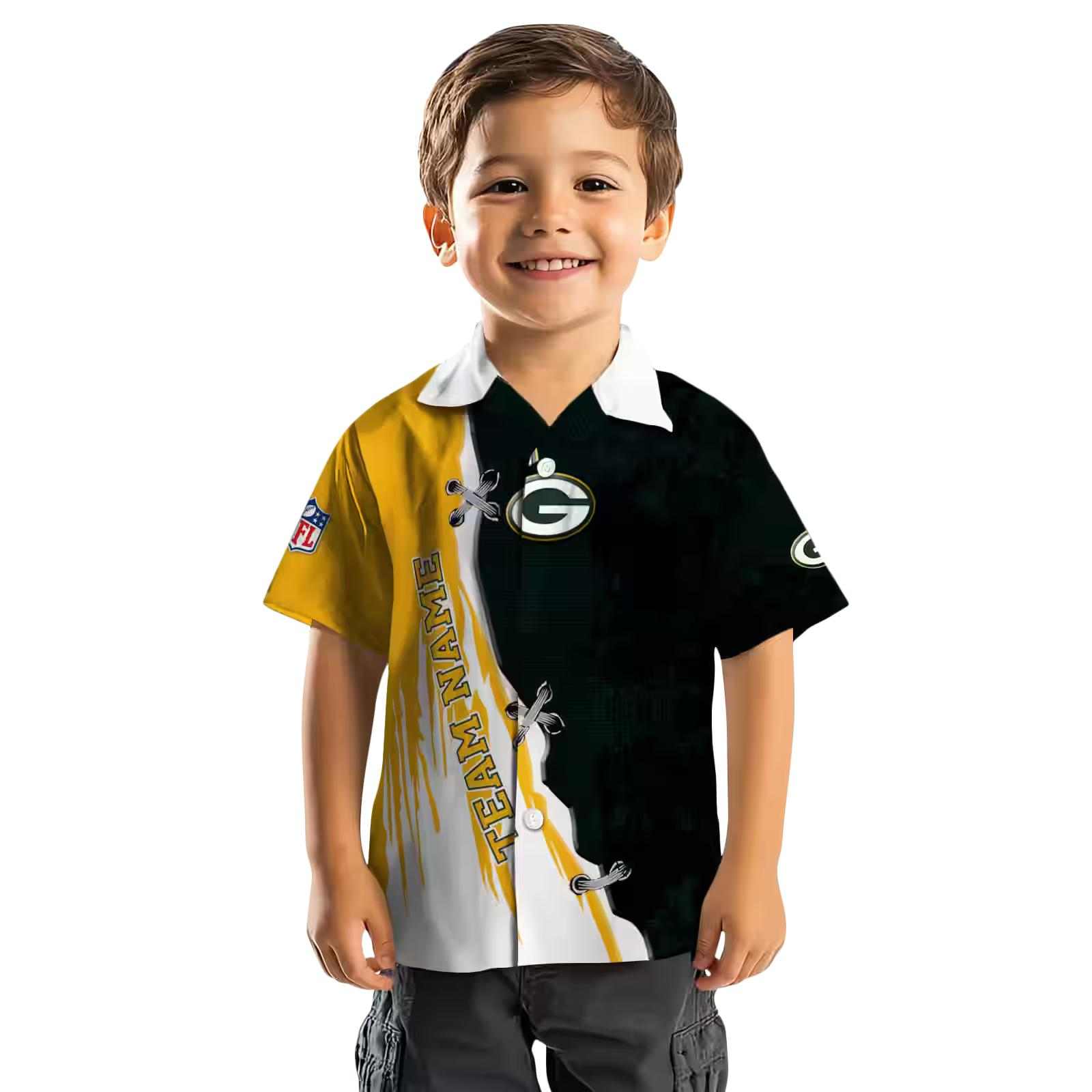 custom green bay packers edgy streaks green white hawaiian shirt top rated