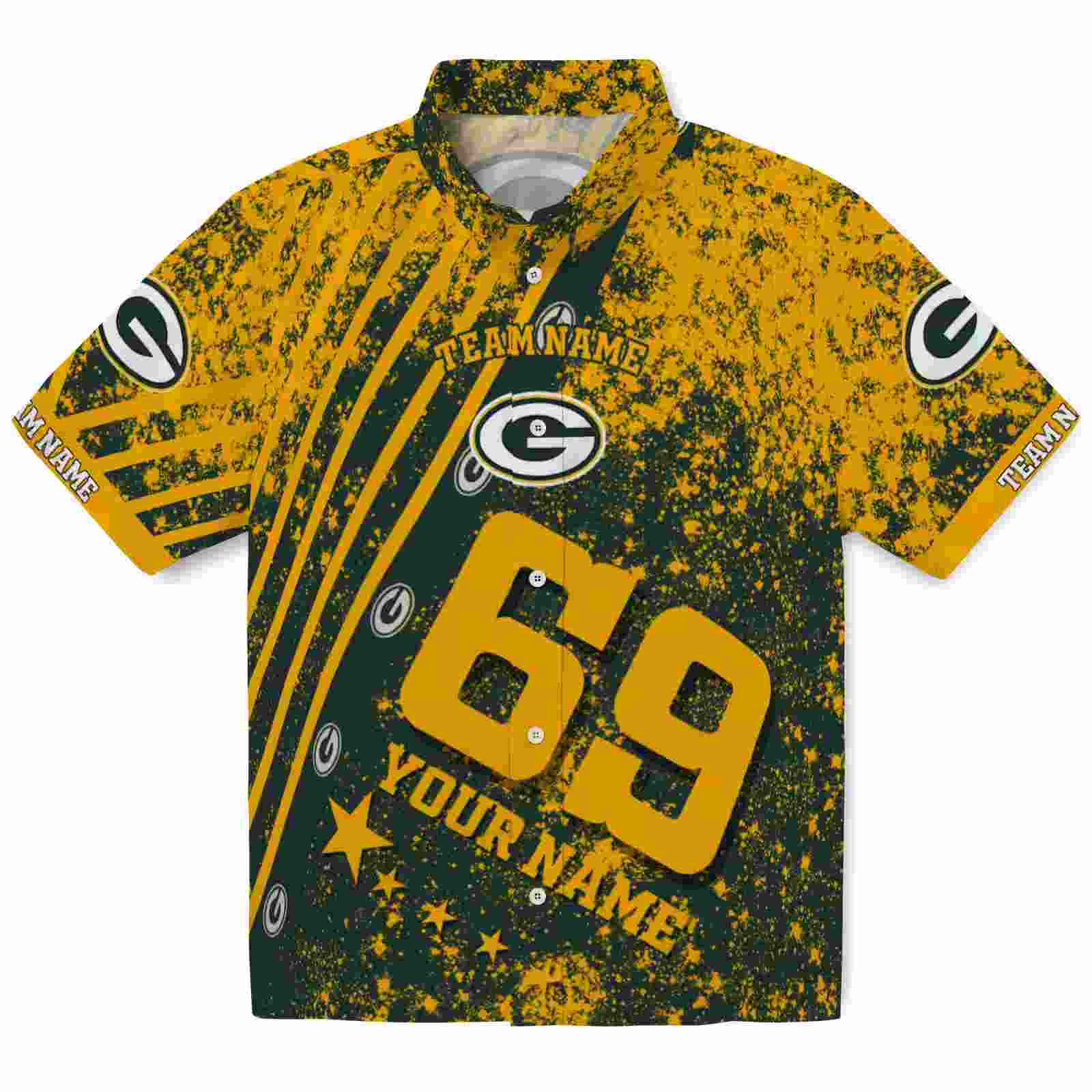 Custom Green Bay Packers Star Stripes Green Hawaiian Shirt