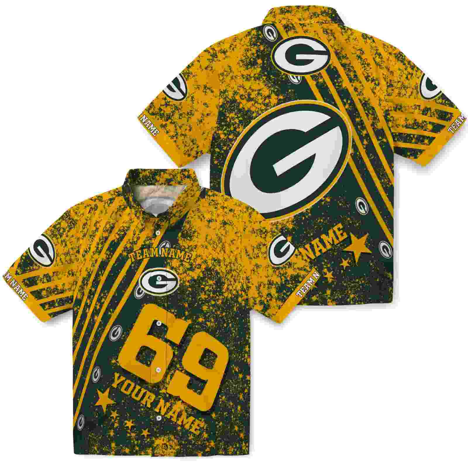 custom green bay packers star stripes green hawaiian shirt high quality