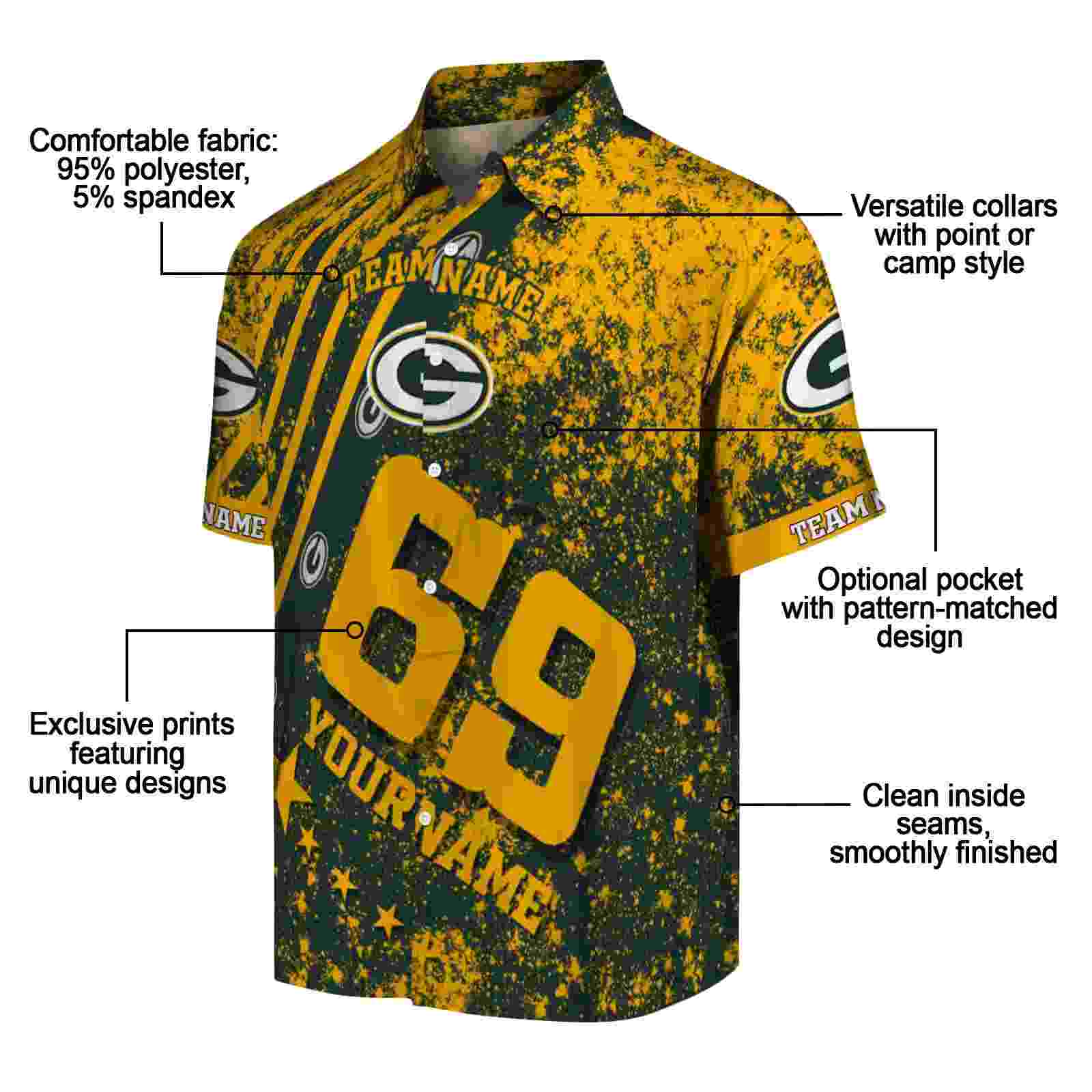 custom green bay packers star stripes green hawaiian shirt new arrival