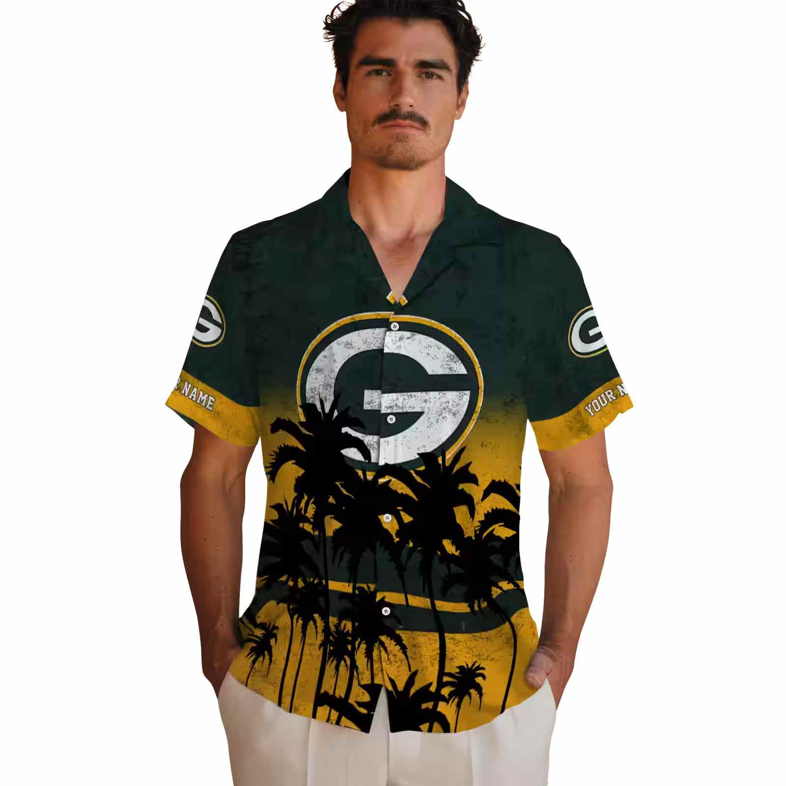 custom green bay packers sunset pattern green black hawaiian shirt fashion forward