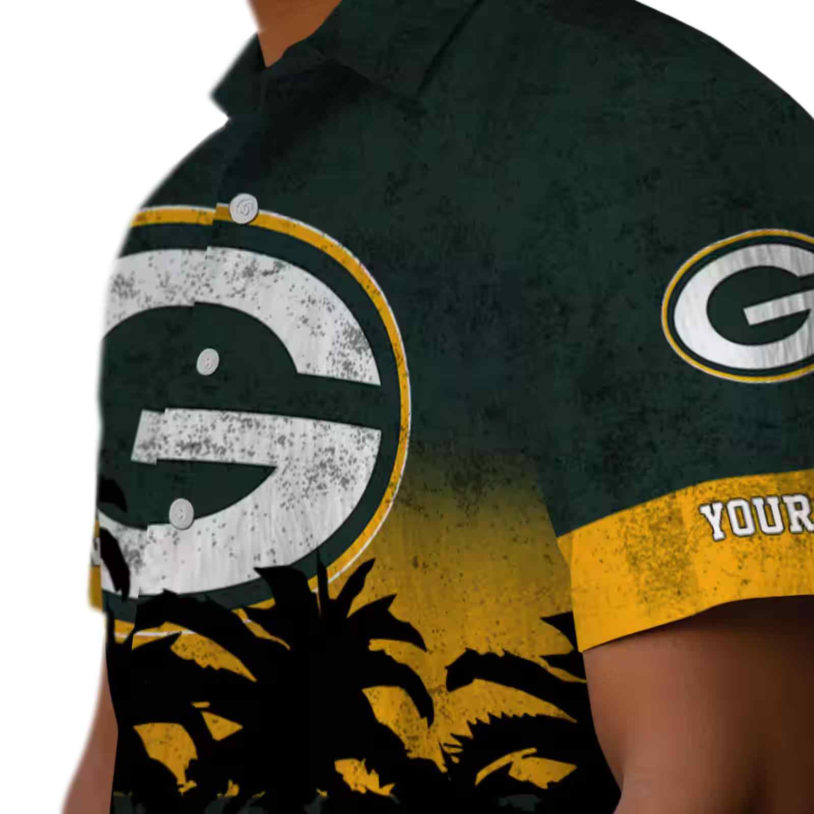 custom green bay packers sunset pattern green black hawaiian shirt trendy