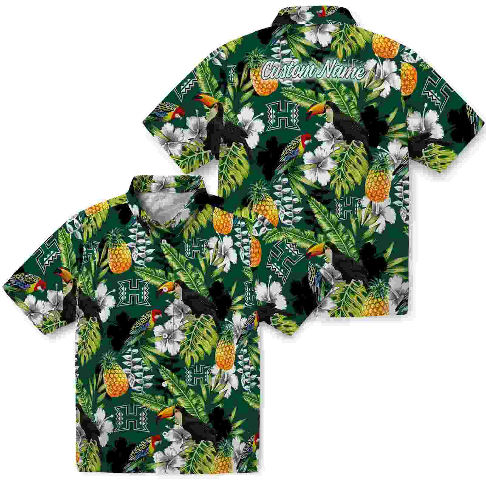 custom hawaii rainbow warriors tropical toucan green hawaiian shirt high quality