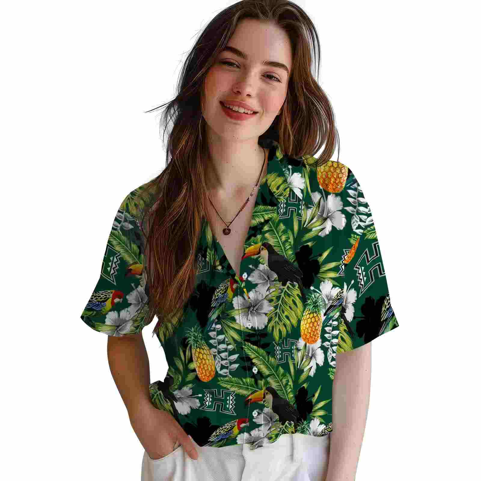 custom hawaii rainbow warriors tropical toucan green hawaiian shirt latest model