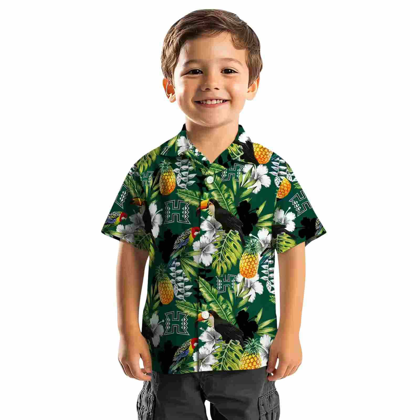 custom hawaii rainbow warriors tropical toucan green hawaiian shirt top rated