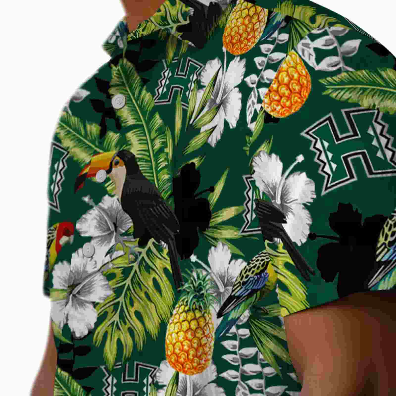 custom hawaii rainbow warriors tropical toucan green hawaiian shirt trendy