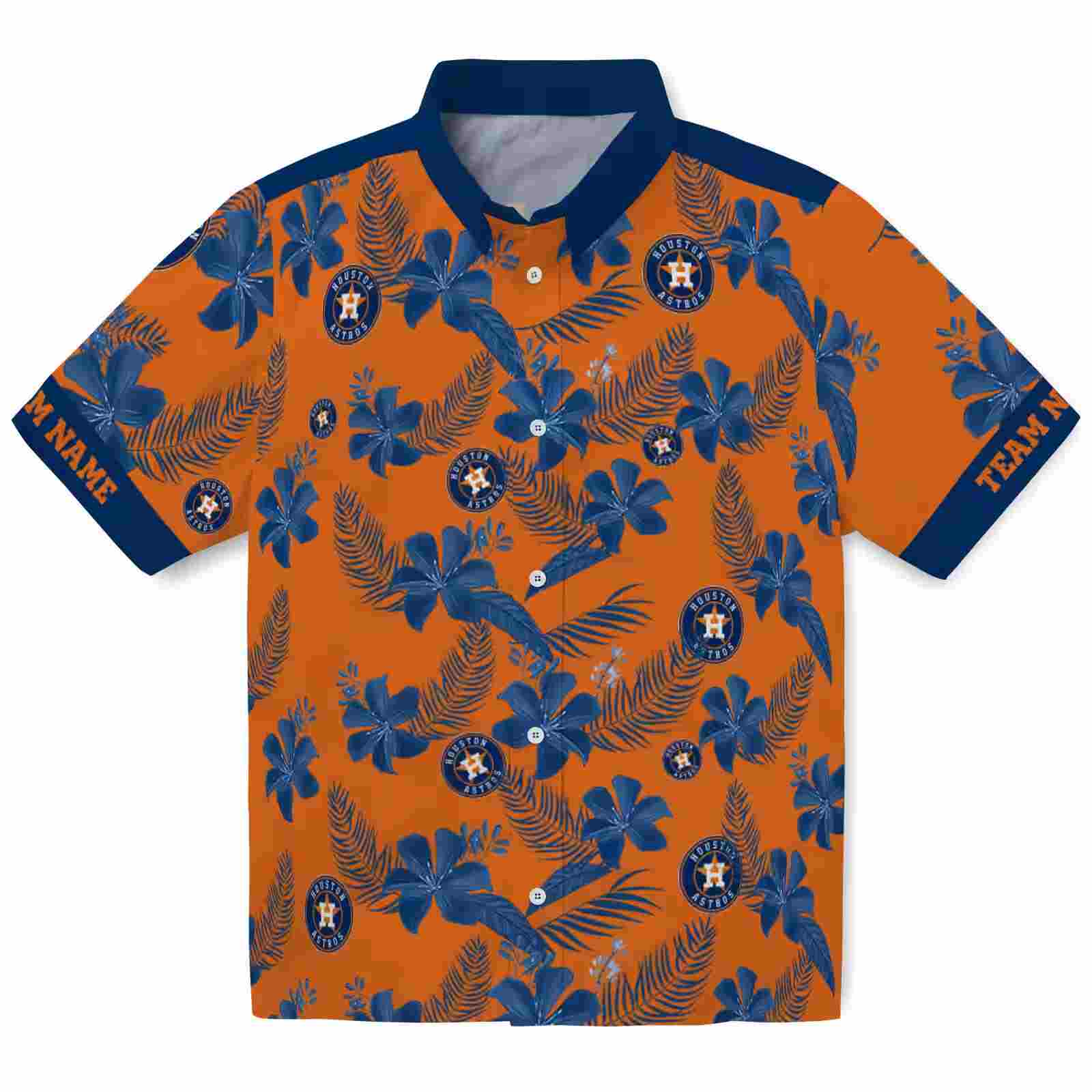 Custom Houston Astros Botanical Print Orange Hawaiian Shirt