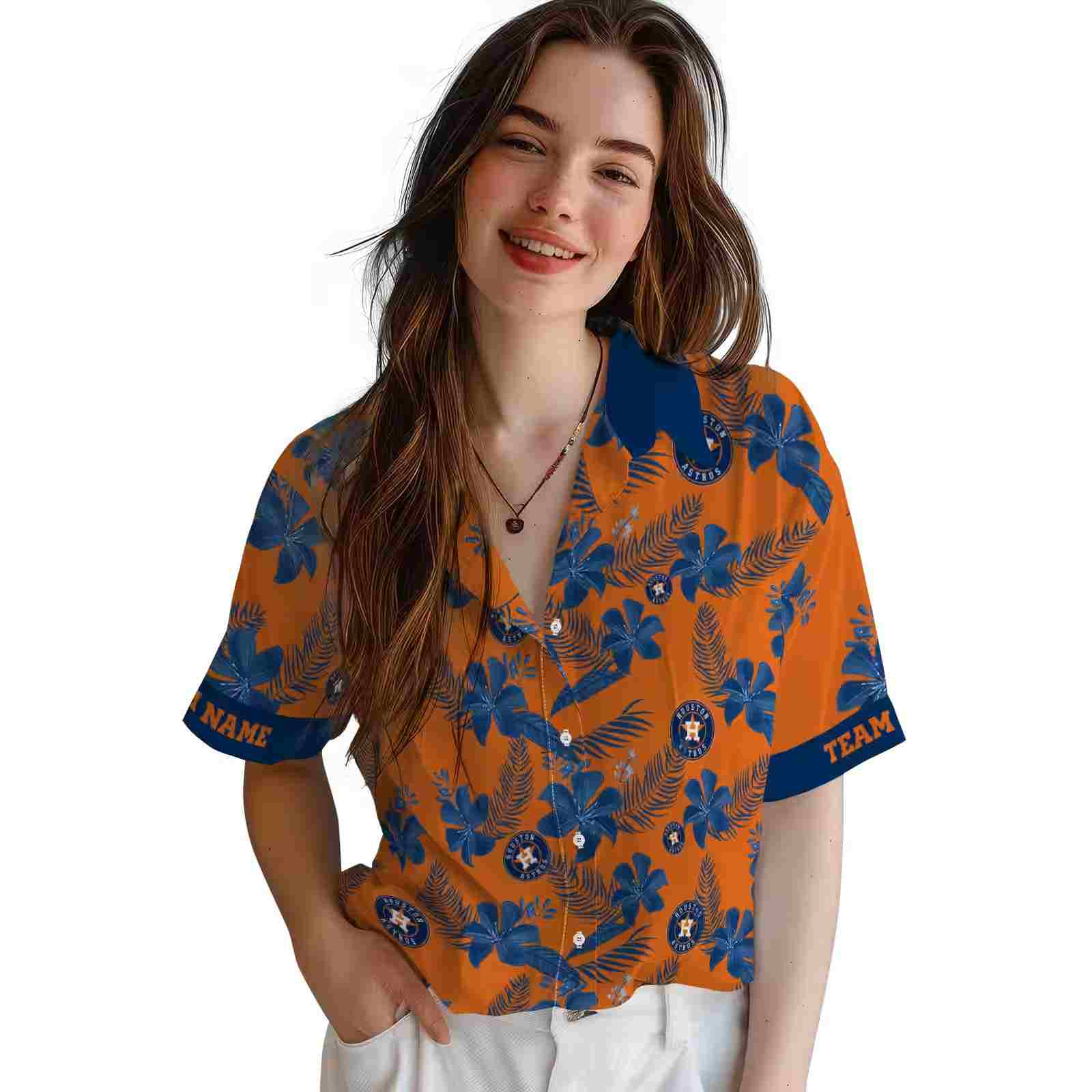 custom houston astros botanical print orange hawaiian shirt latest model