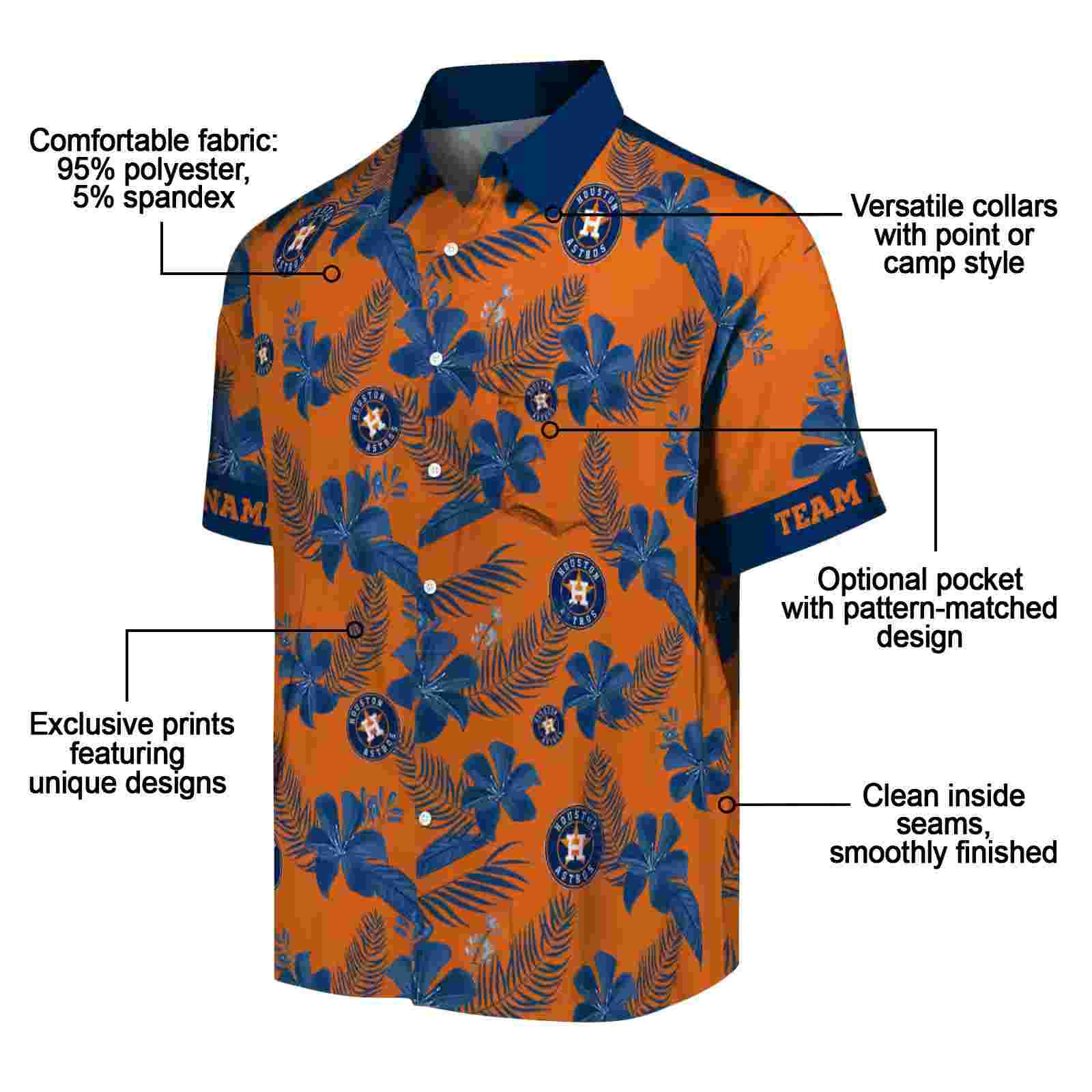 custom houston astros botanical print orange hawaiian shirt new arrival