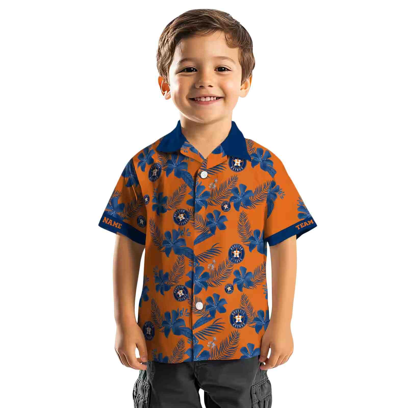 custom houston astros botanical print orange hawaiian shirt top rated