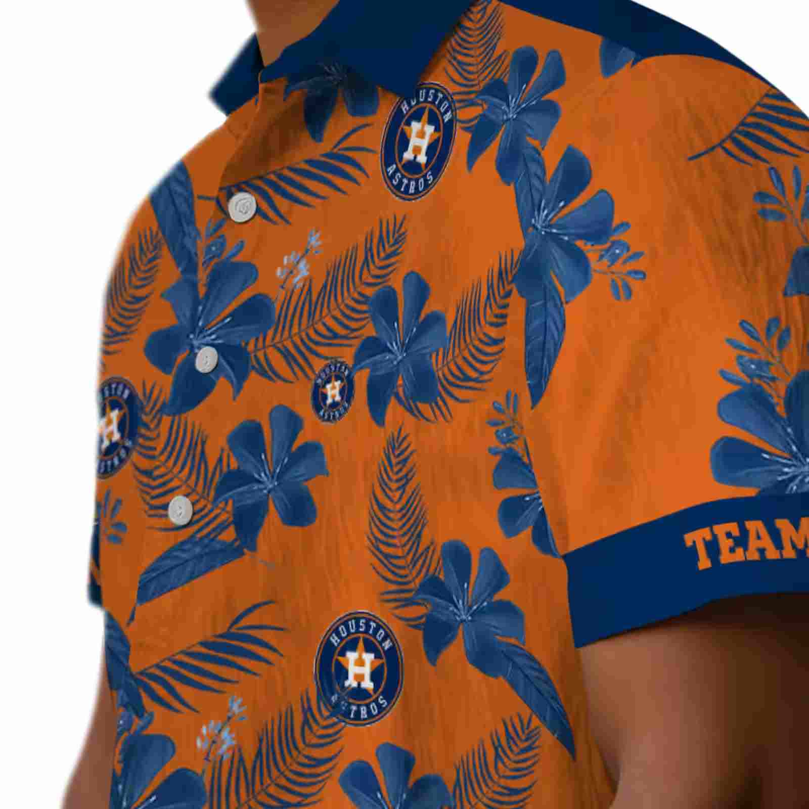 custom houston astros botanical print orange hawaiian shirt trendy