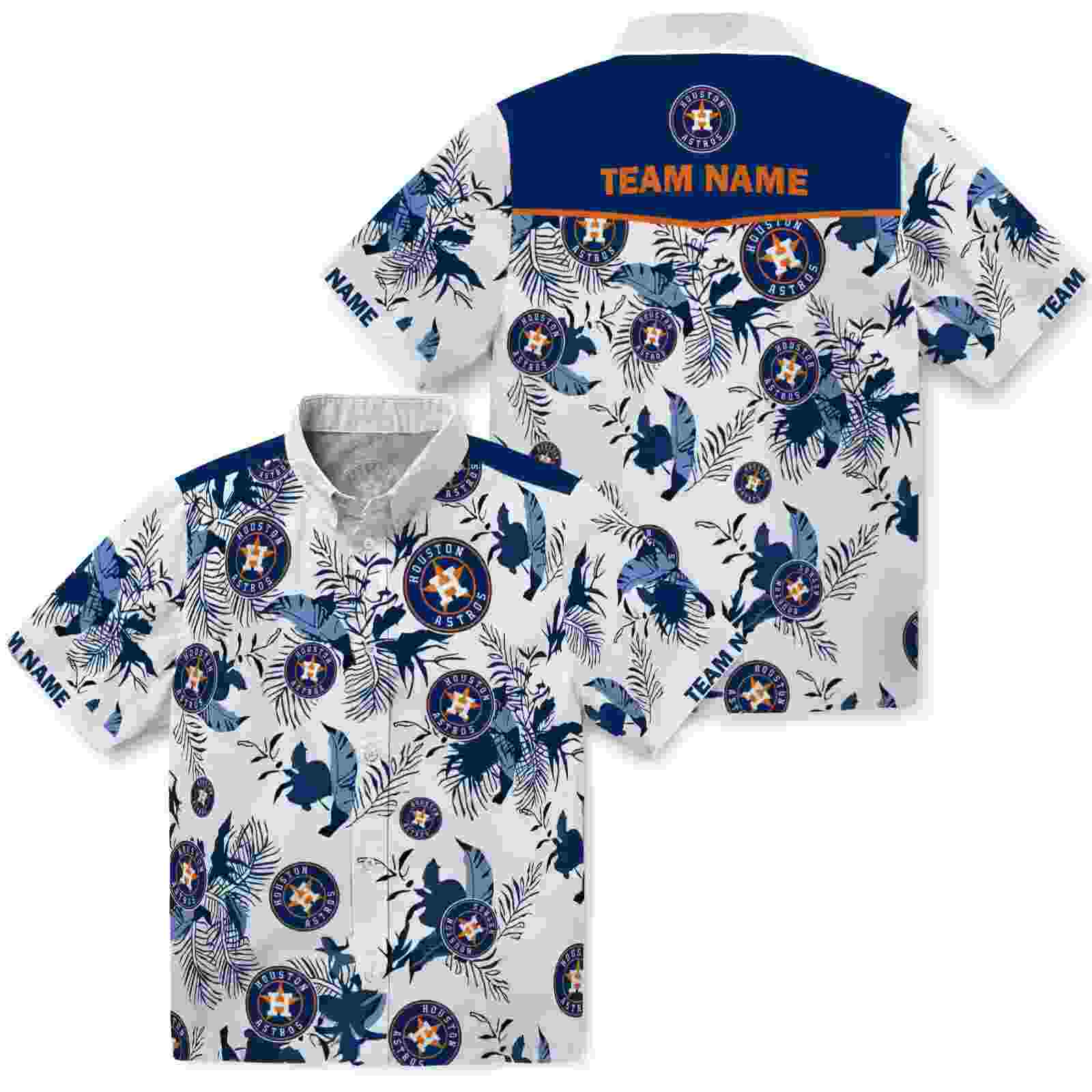 custom houston astros botanical theme blue white hawaiian shirt high quality