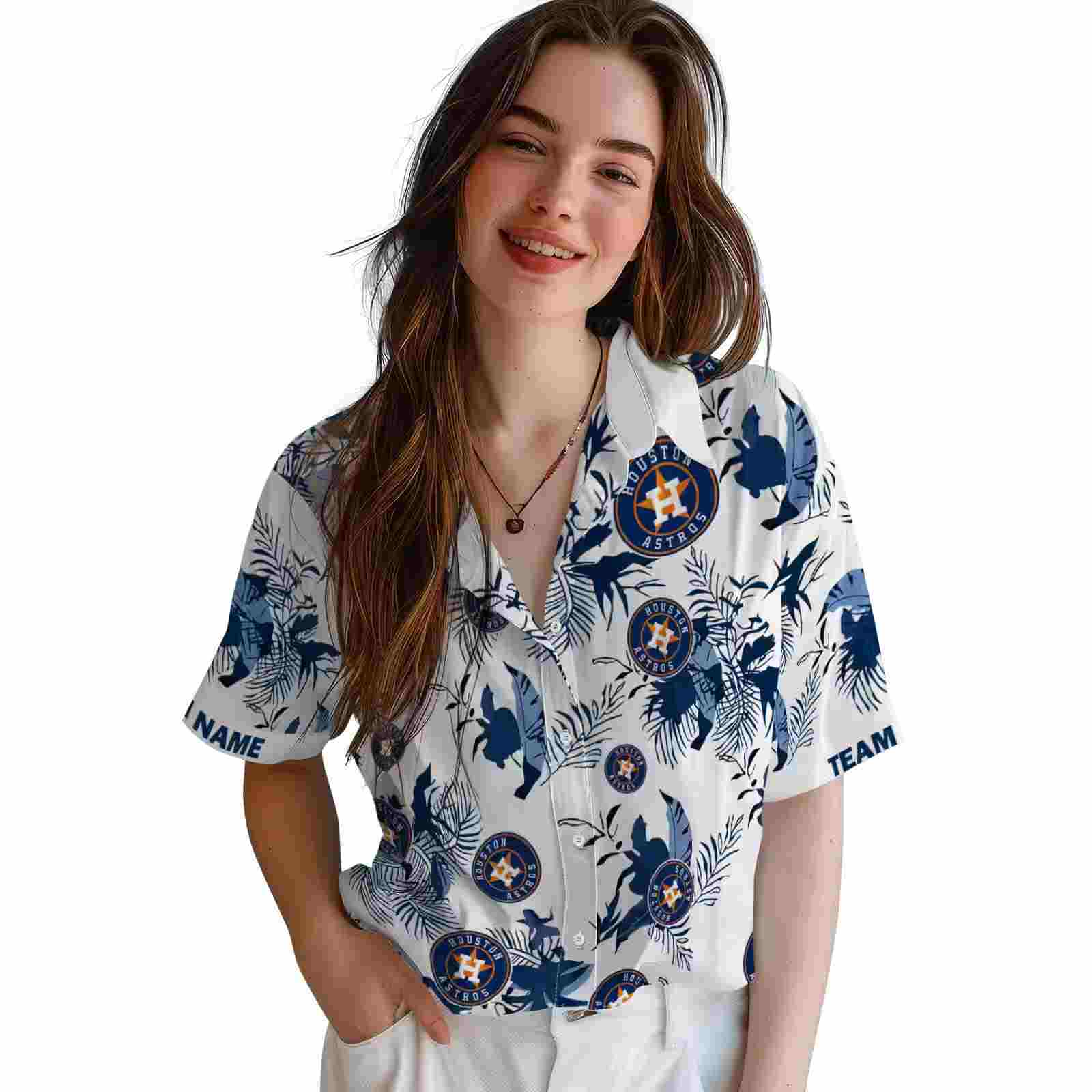 custom houston astros botanical theme blue white hawaiian shirt latest model