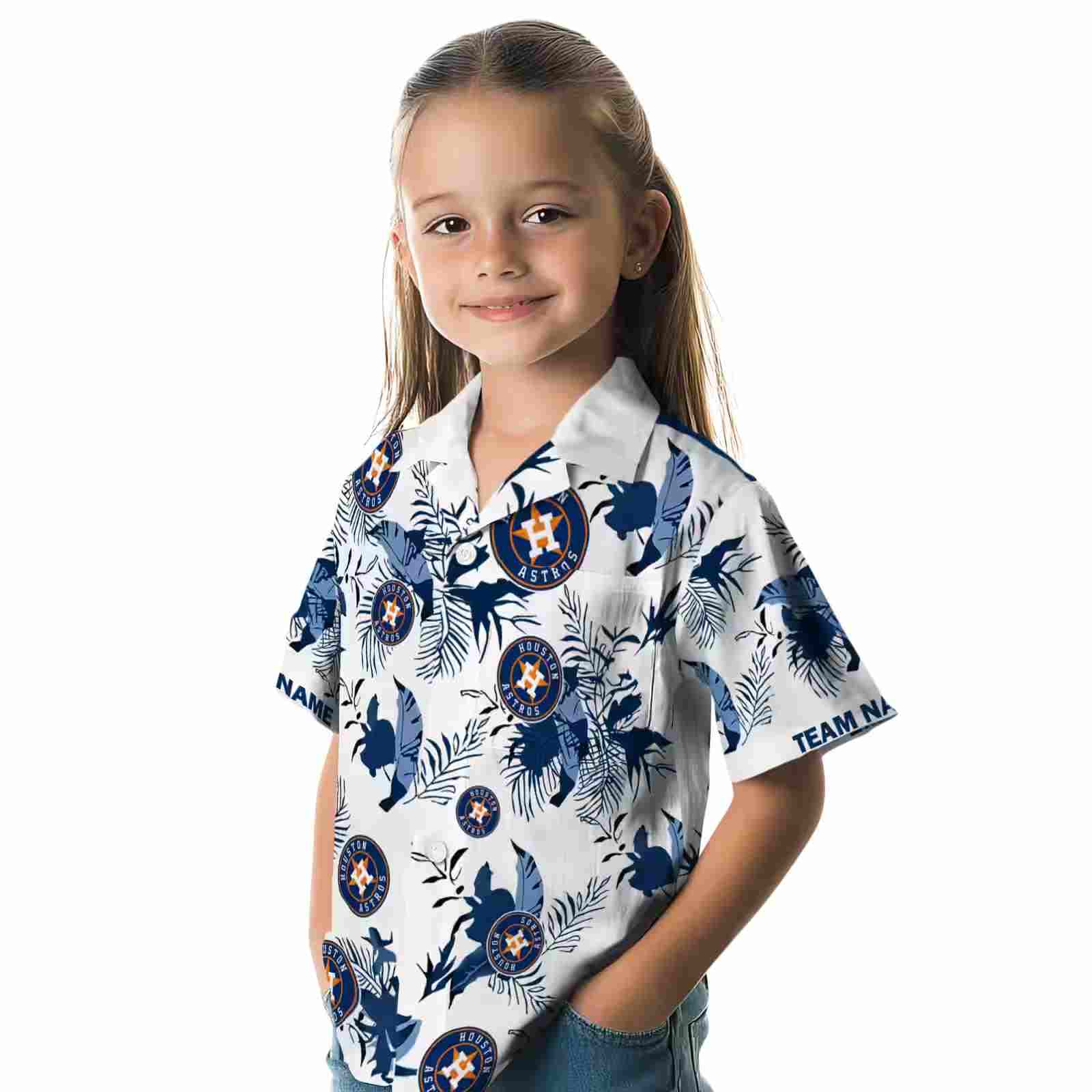 custom houston astros botanical theme blue white hawaiian shirt premium grade