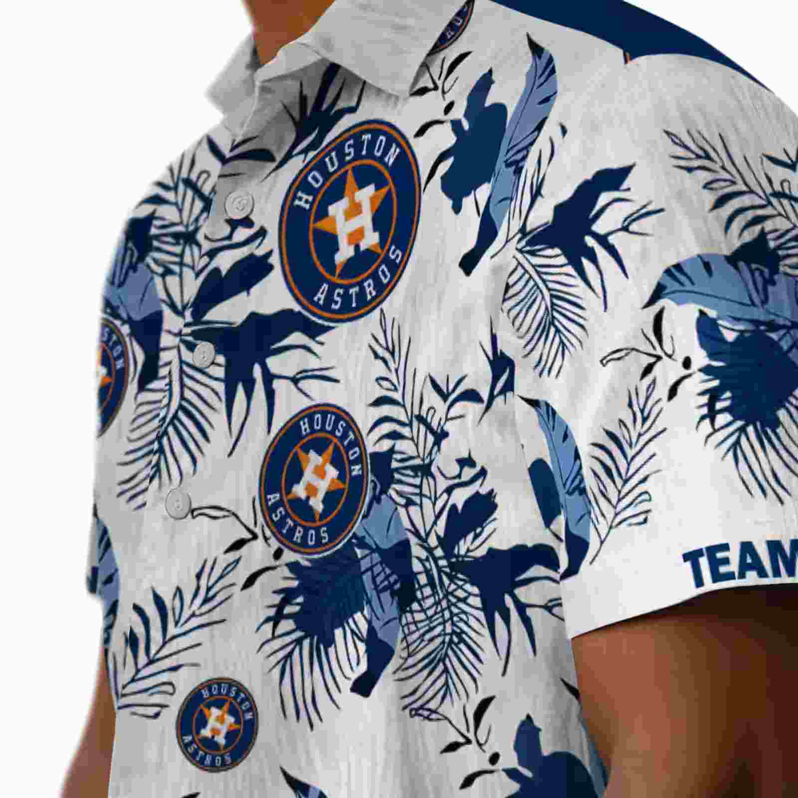 custom houston astros botanical theme blue white hawaiian shirt trendy