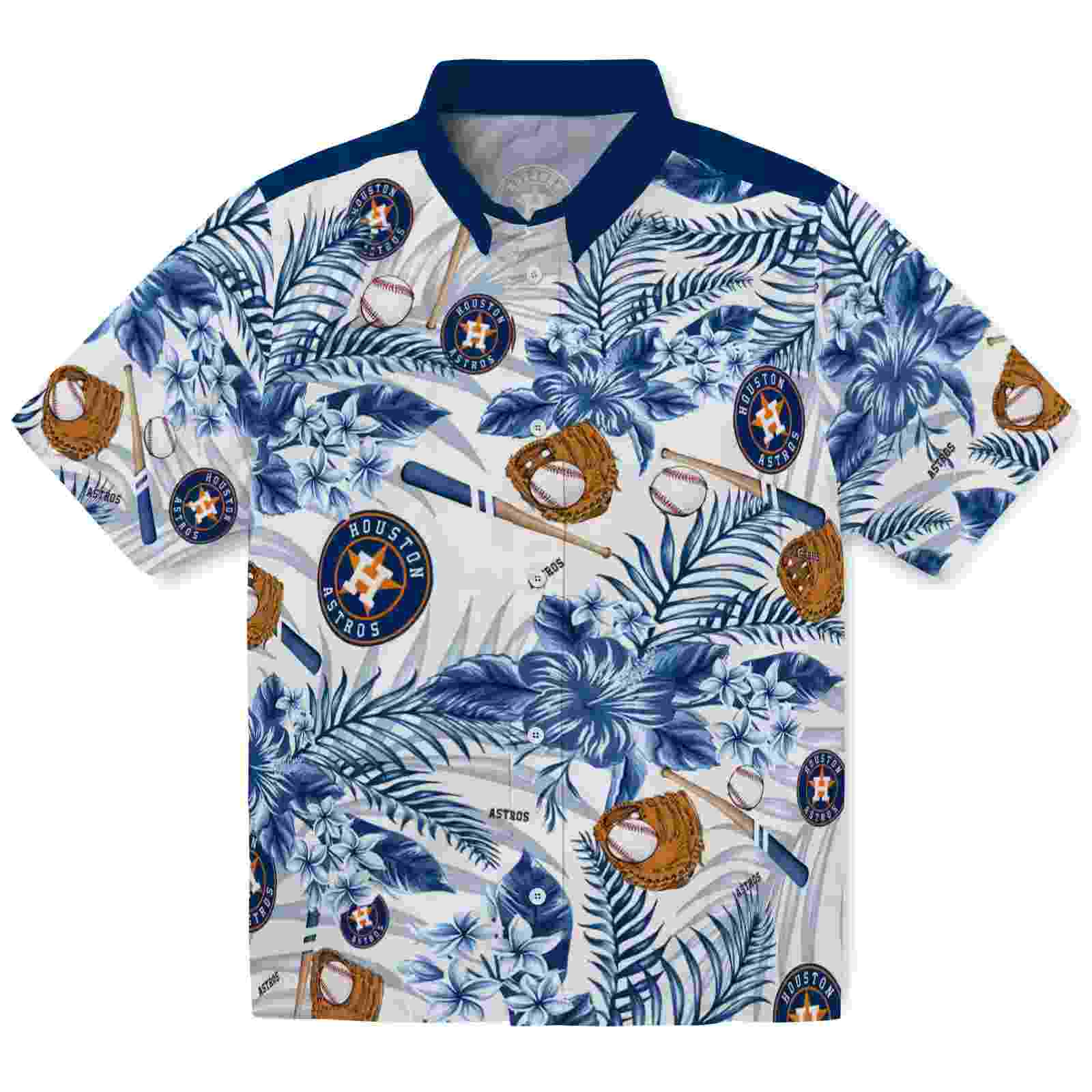 Custom Houston Astros Floral Baseball Blue White Hawaiian Shirt