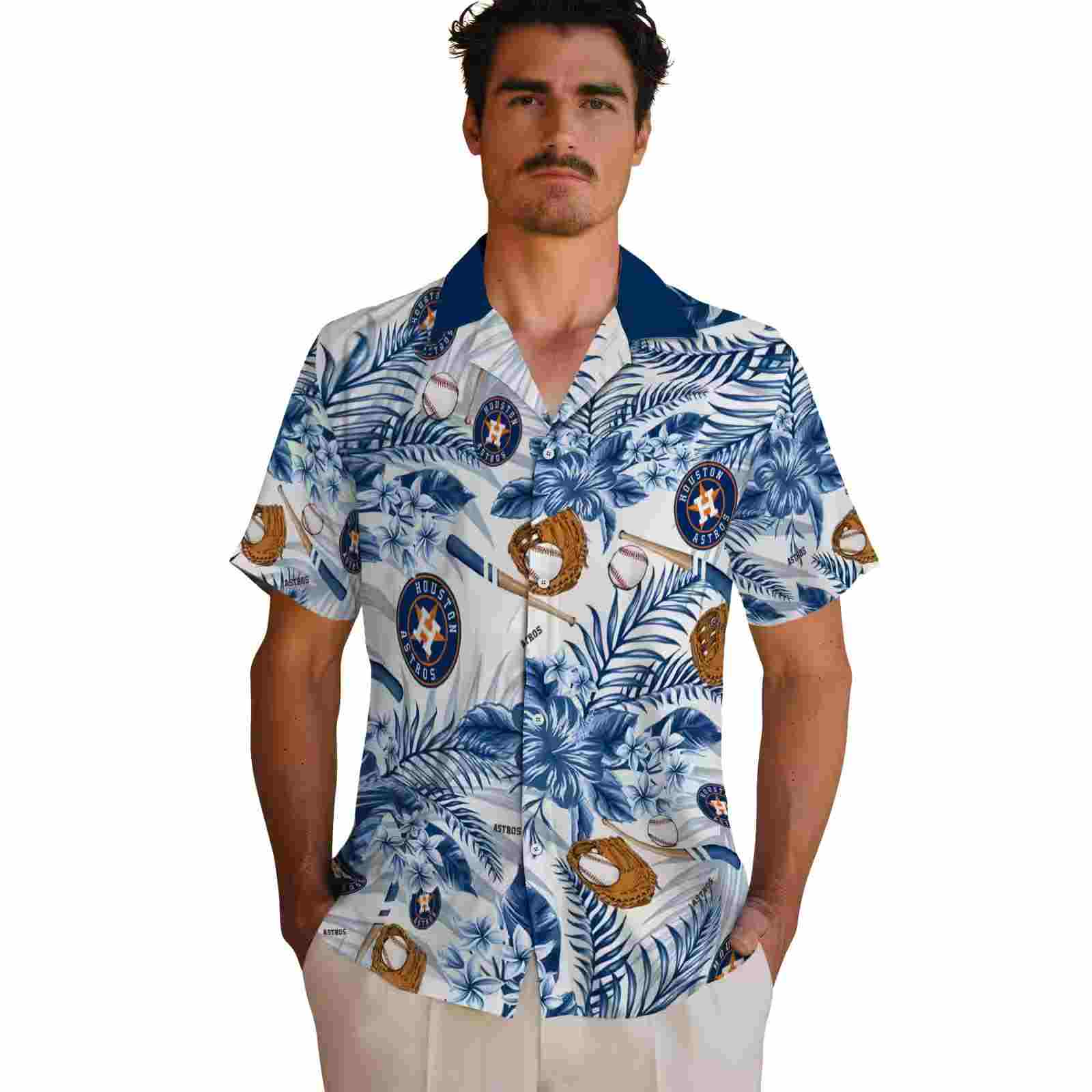 custom houston astros floral baseball blue white hawaiian shirt fashion forward