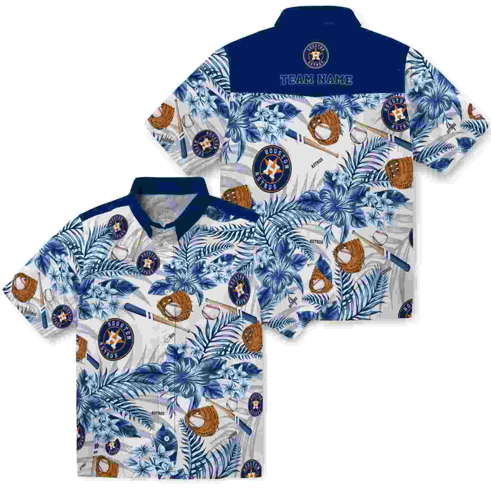 custom houston astros floral baseball blue white hawaiian shirt high quality