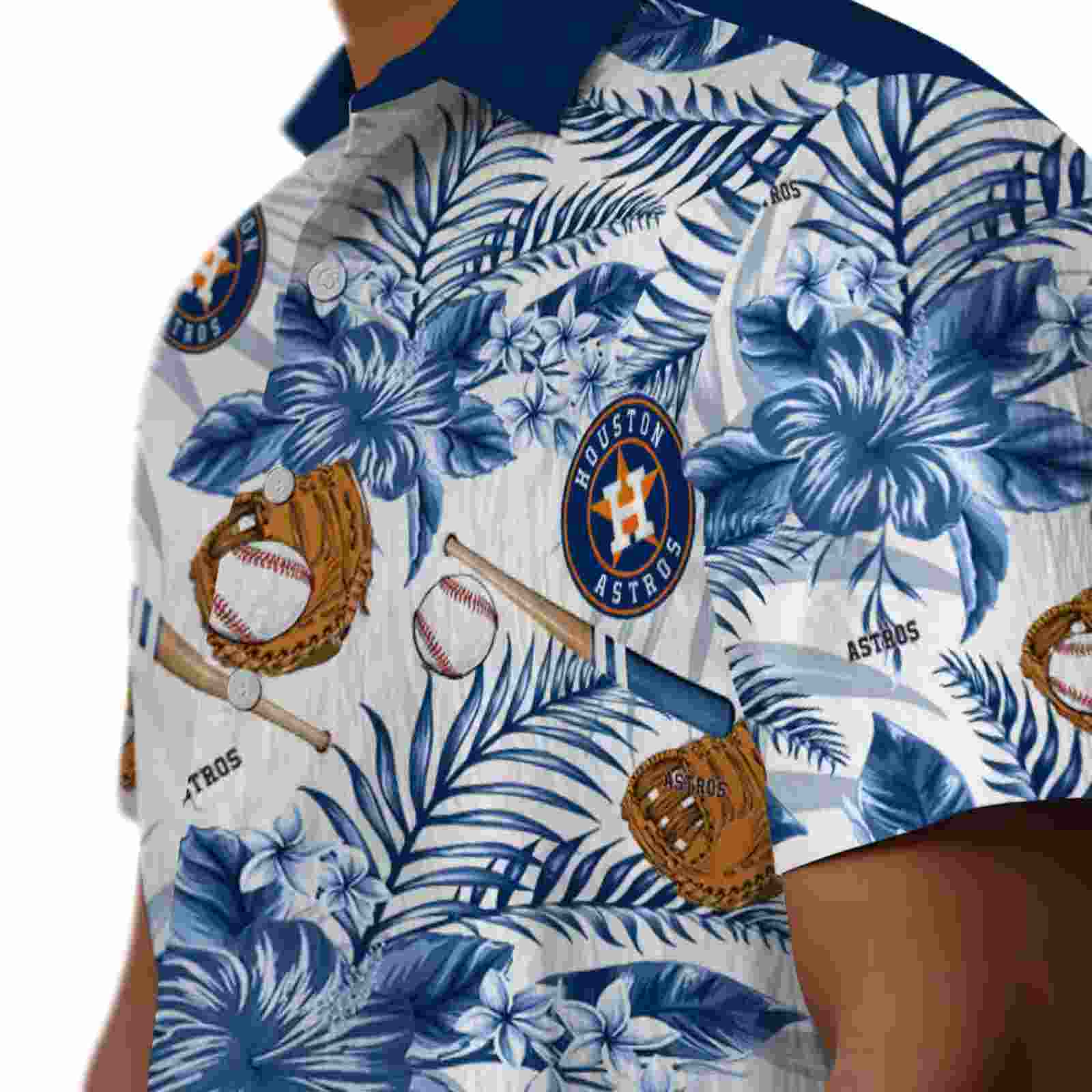 custom houston astros floral baseball blue white hawaiian shirt trendy