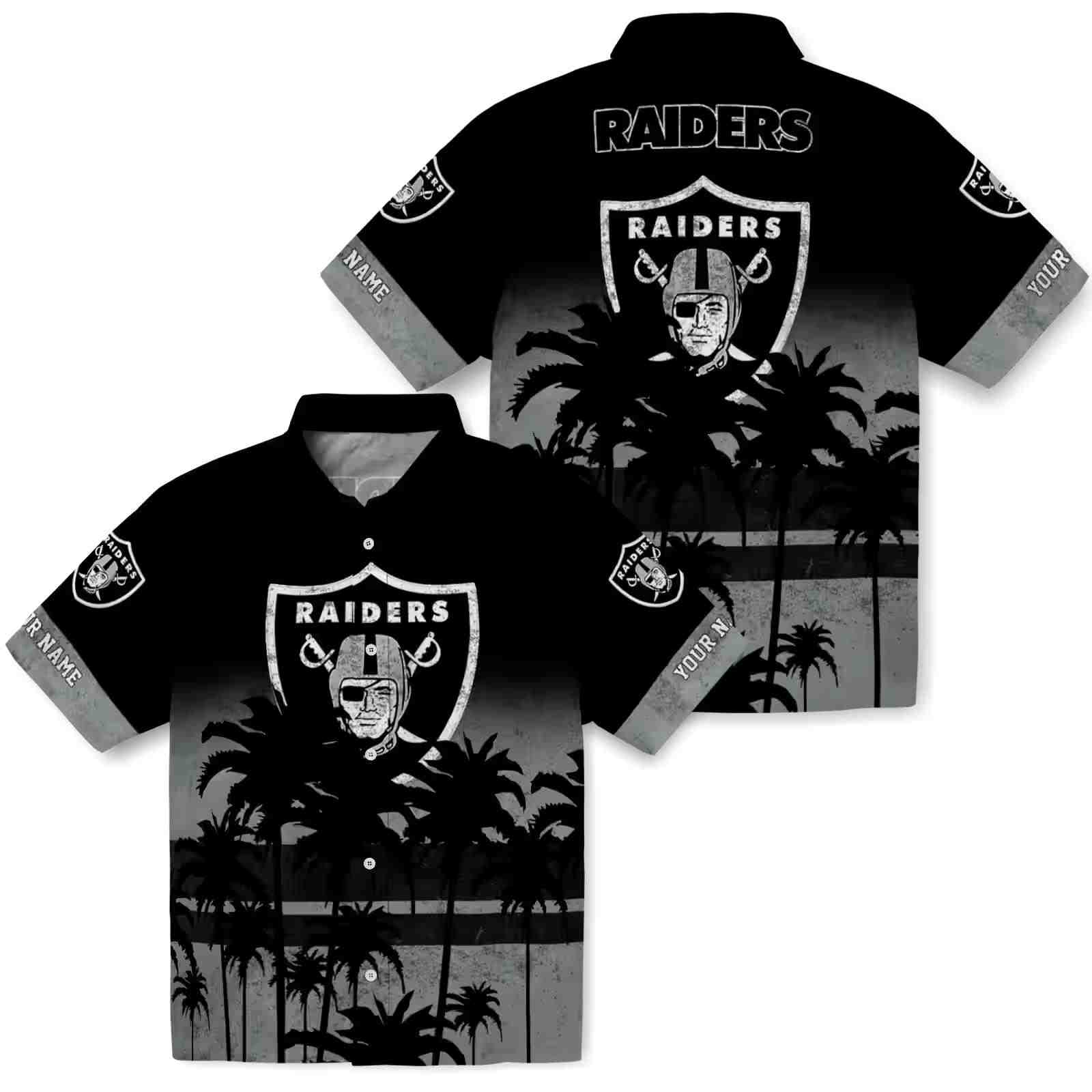 custom las vegas raiders sunset pattern black hawaiian shirt high quality